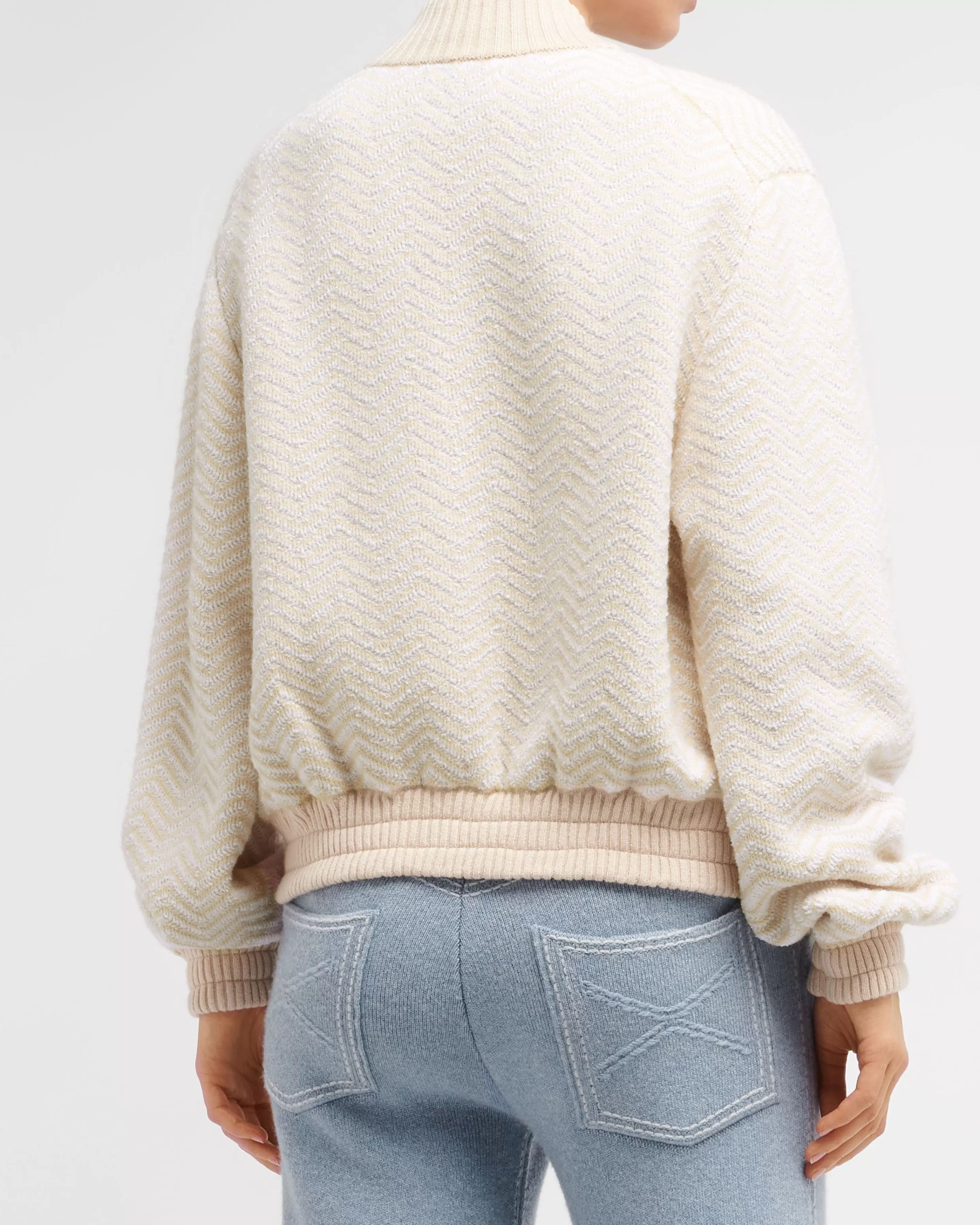 Barrie Bomber Jacket With A Chevron Motif In Cashmere And Cotton Shop
