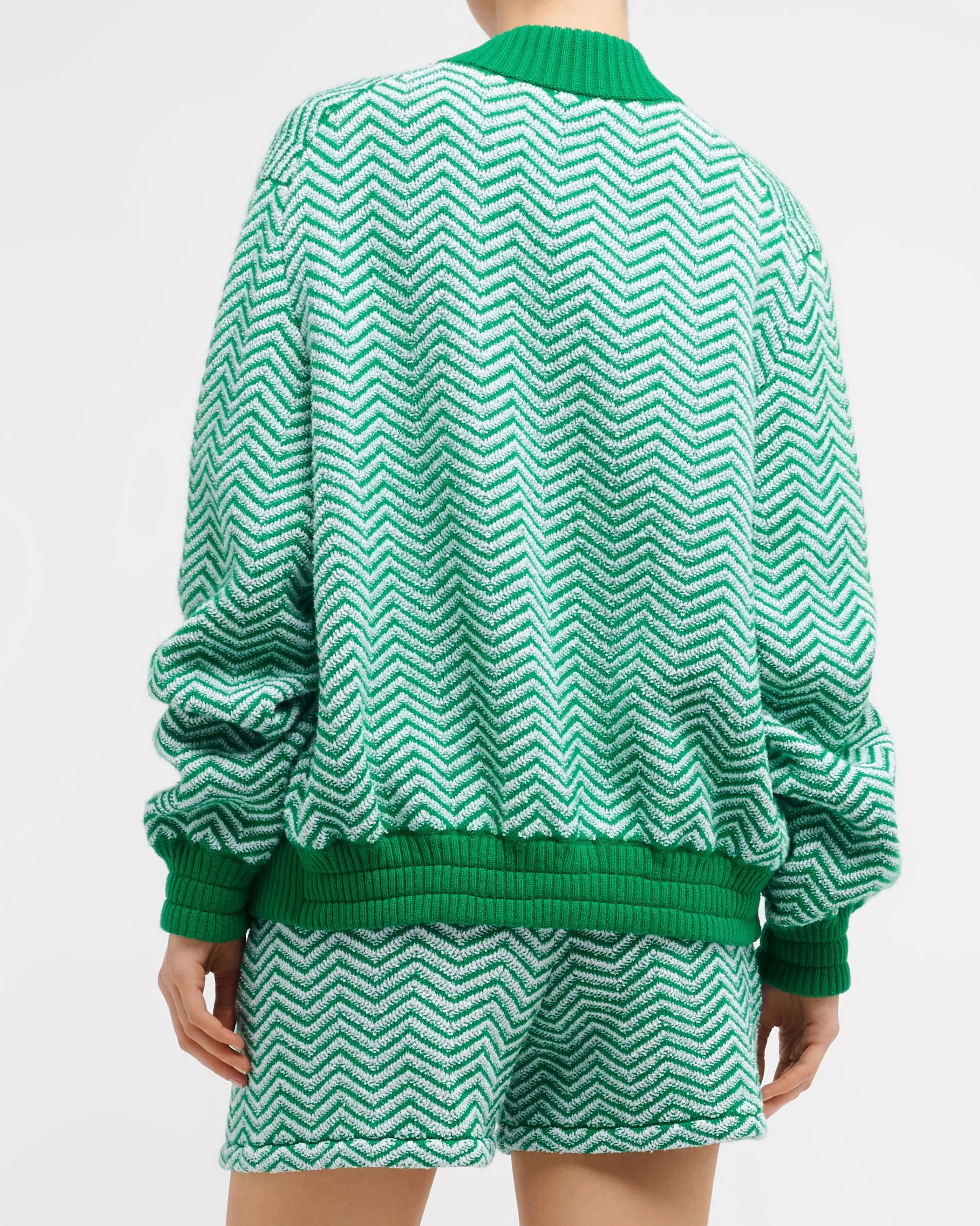 Barrie Bomber Jacket With A Chevron Motif In Cashmere And Cotton Store