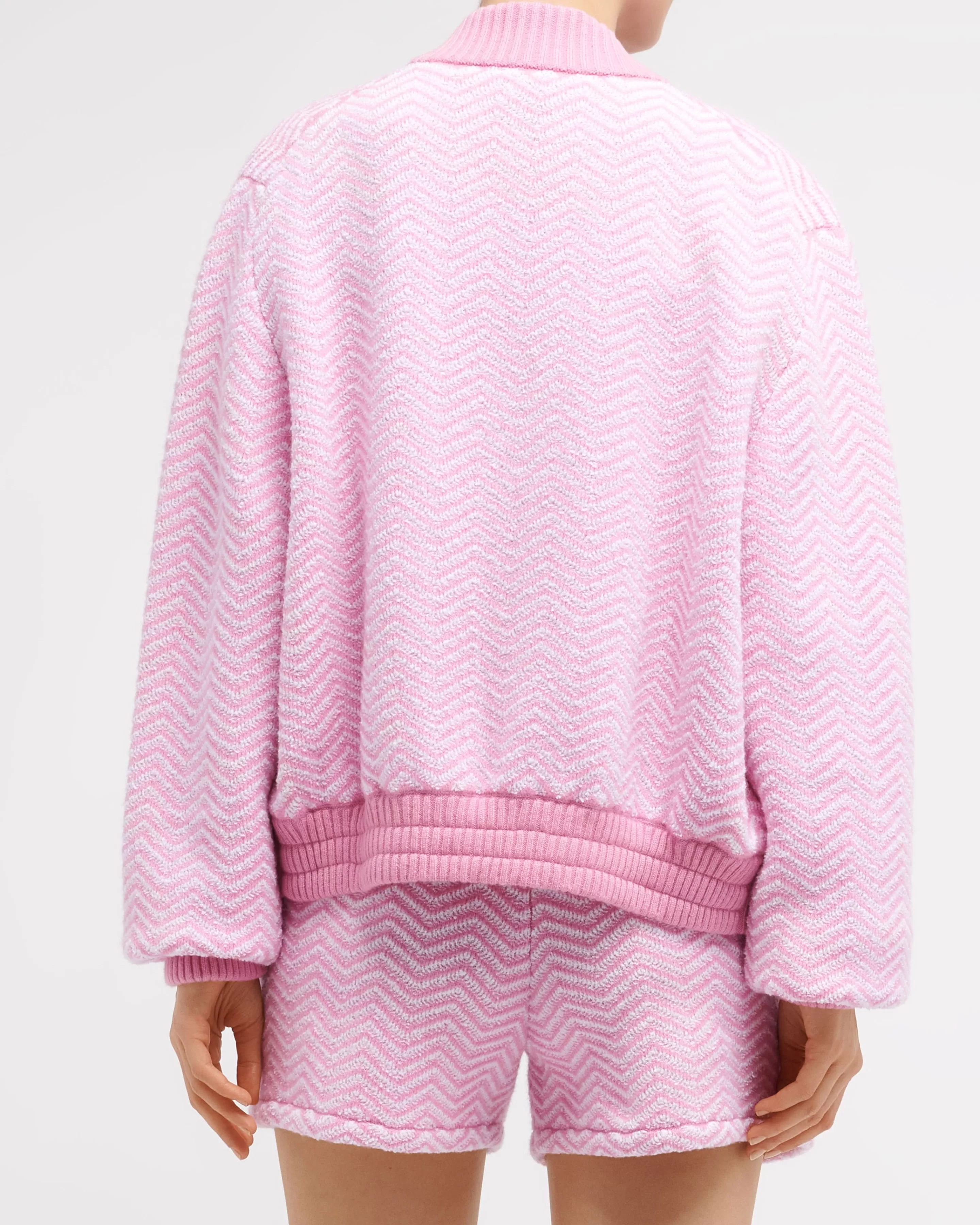 Barrie Bomber Jacket With A Chevron Motif In Cashmere And Cotton Best