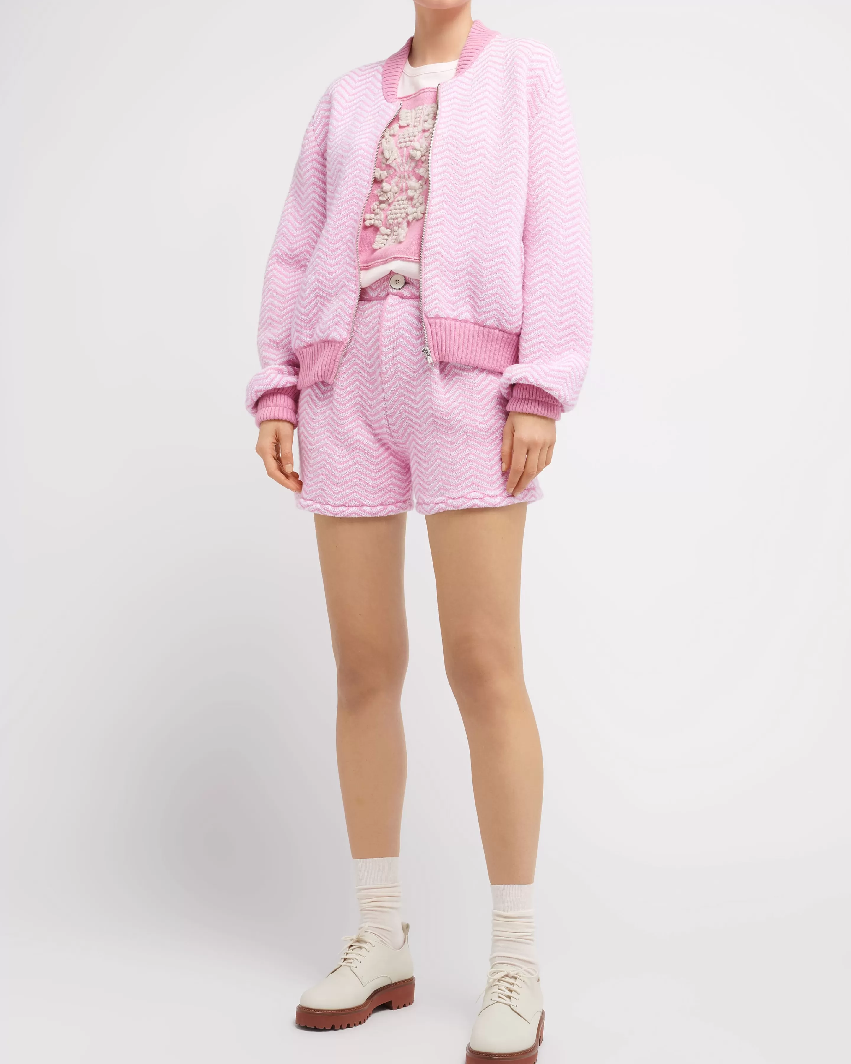 Barrie Bomber Jacket With A Chevron Motif In Cashmere And Cotton Best