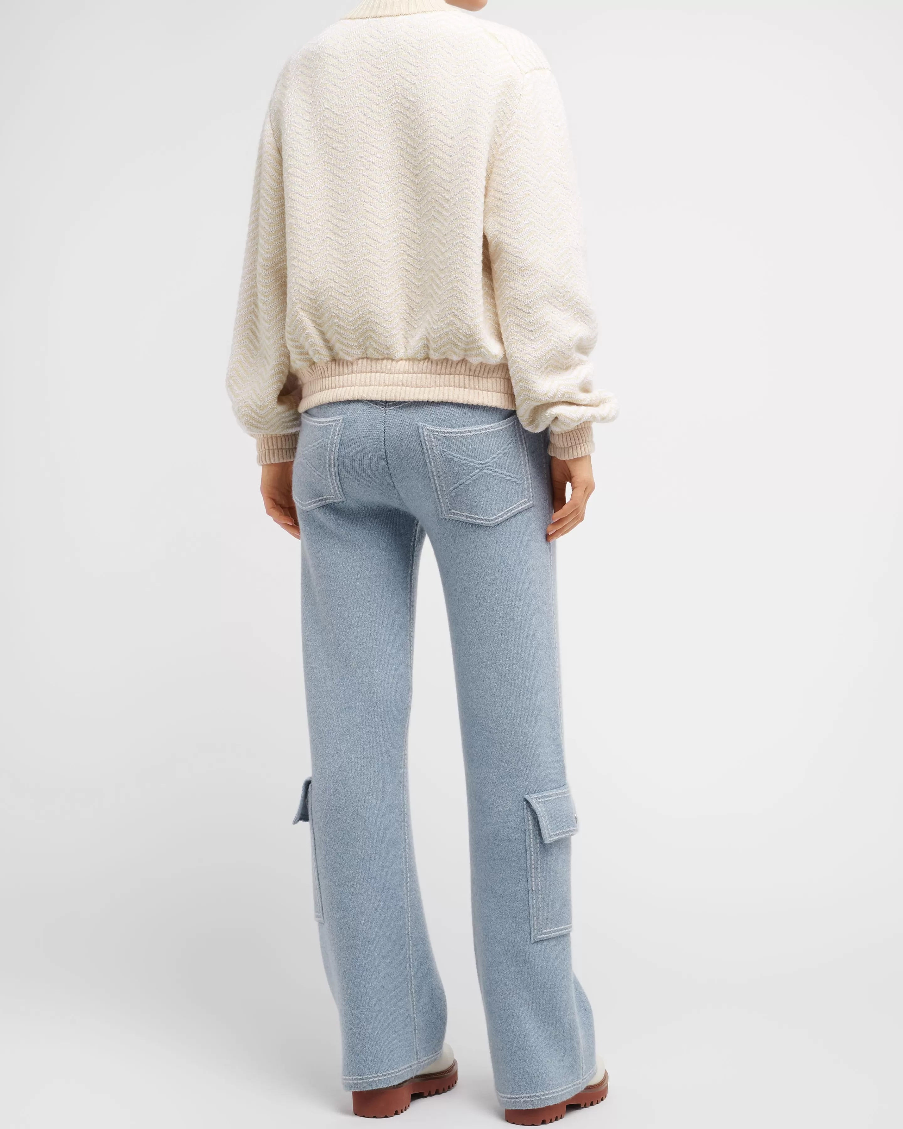Barrie Bomber Jacket With A Chevron Motif In Cashmere And Cotton Shop