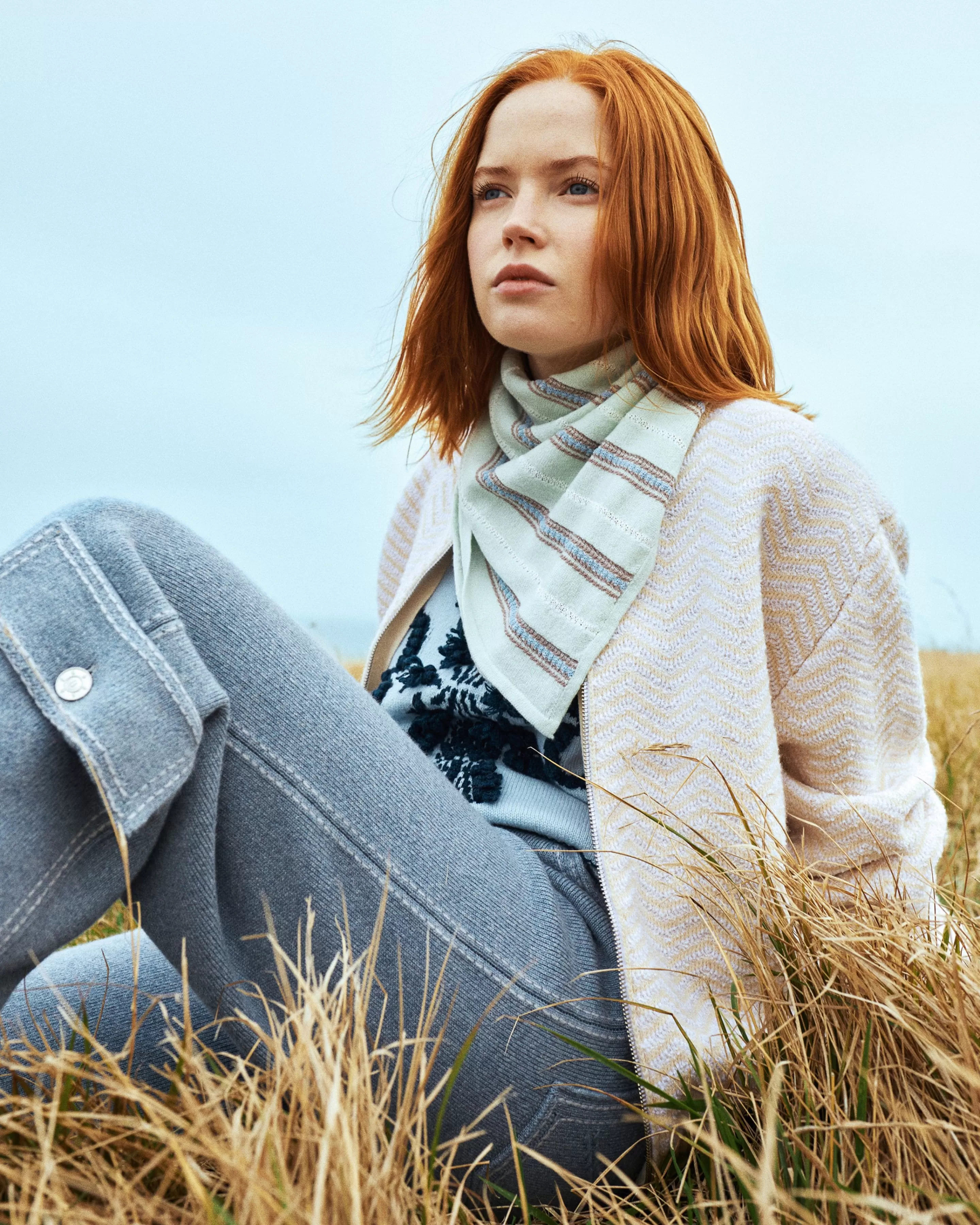 Barrie Bomber Jacket With A Chevron Motif In Cashmere And Cotton Shop