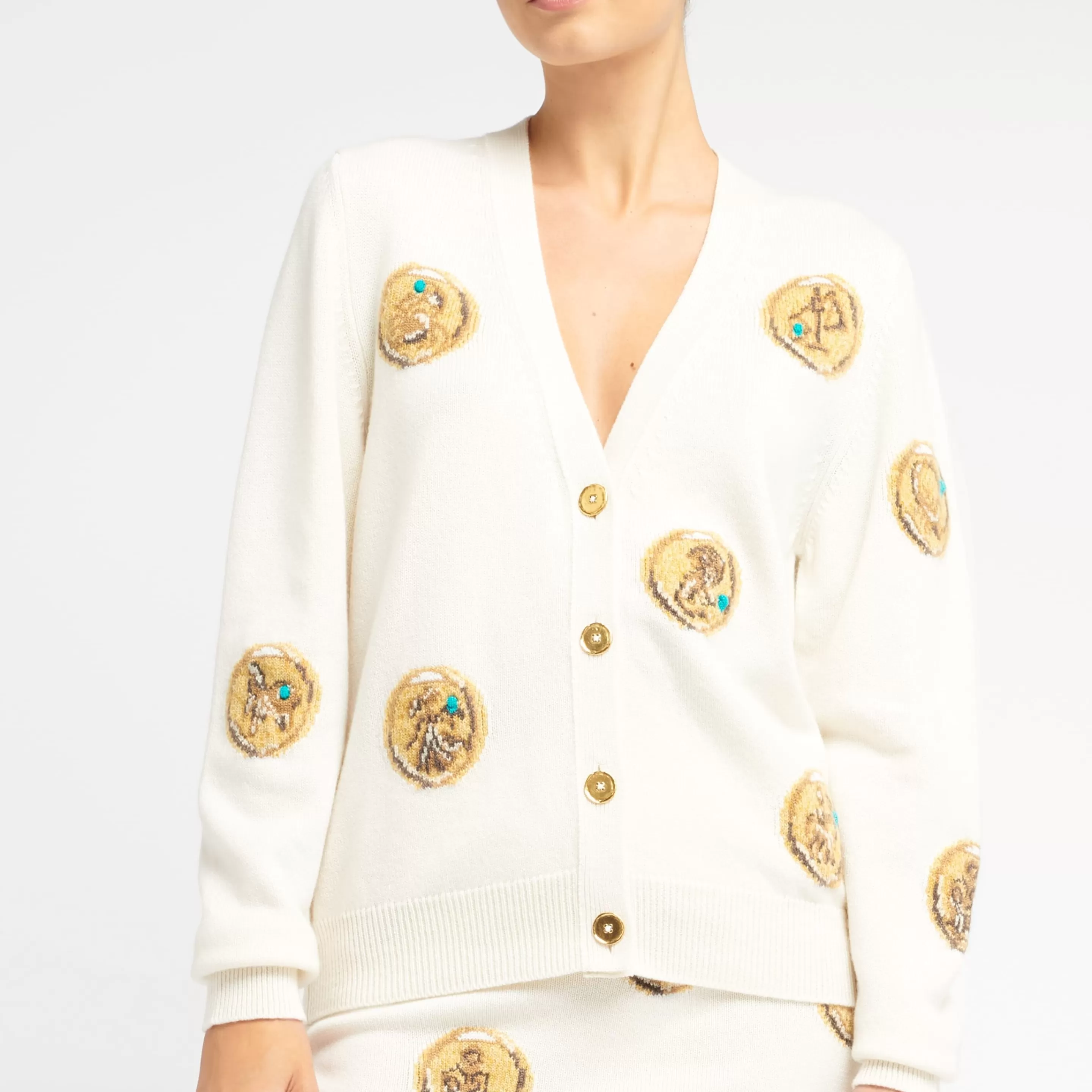 Barrie Cardigan In Cashmere With A Zodiac Motif Discount