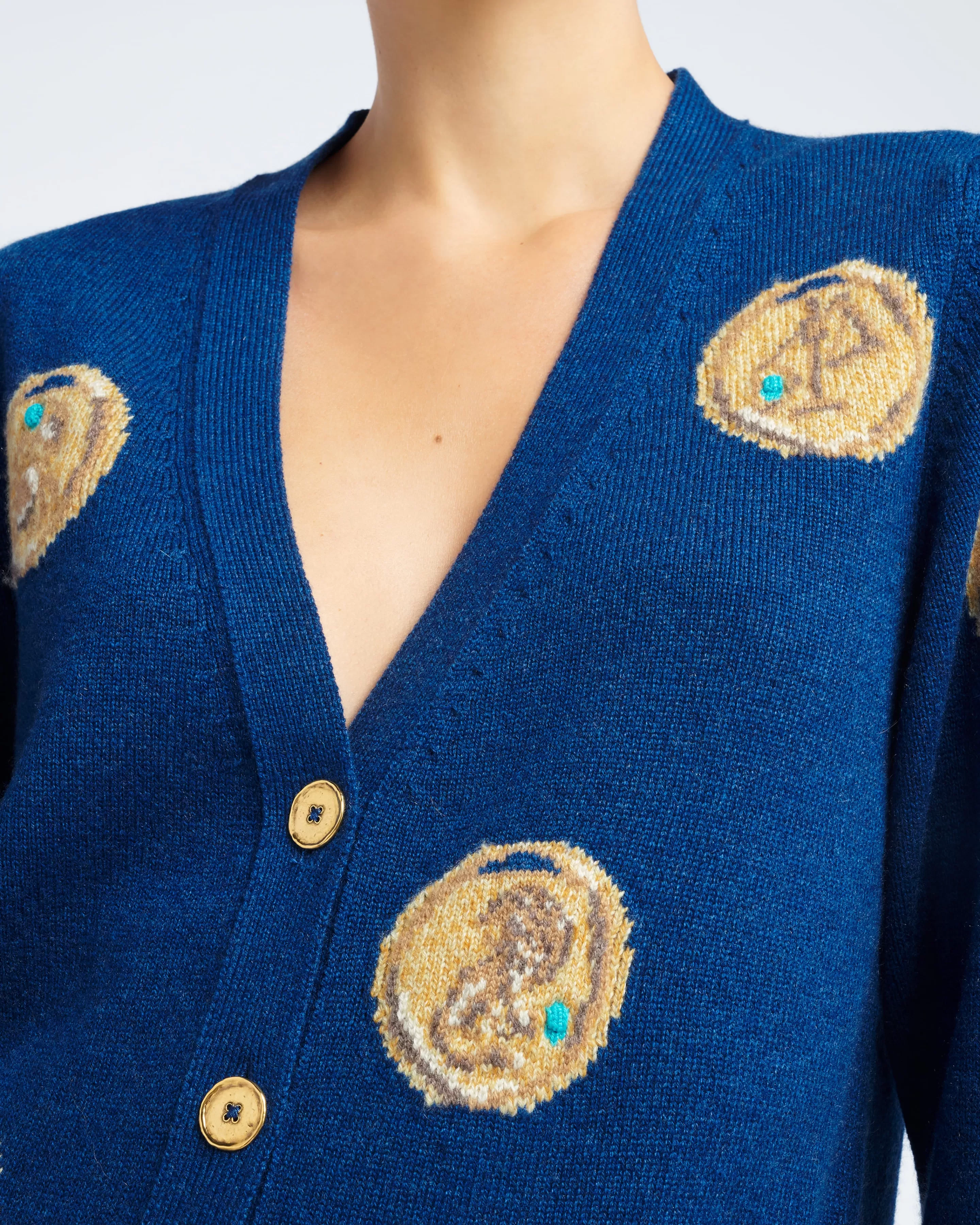 Barrie Cardigan In Cashmere With A Zodiac Motif Best Sale