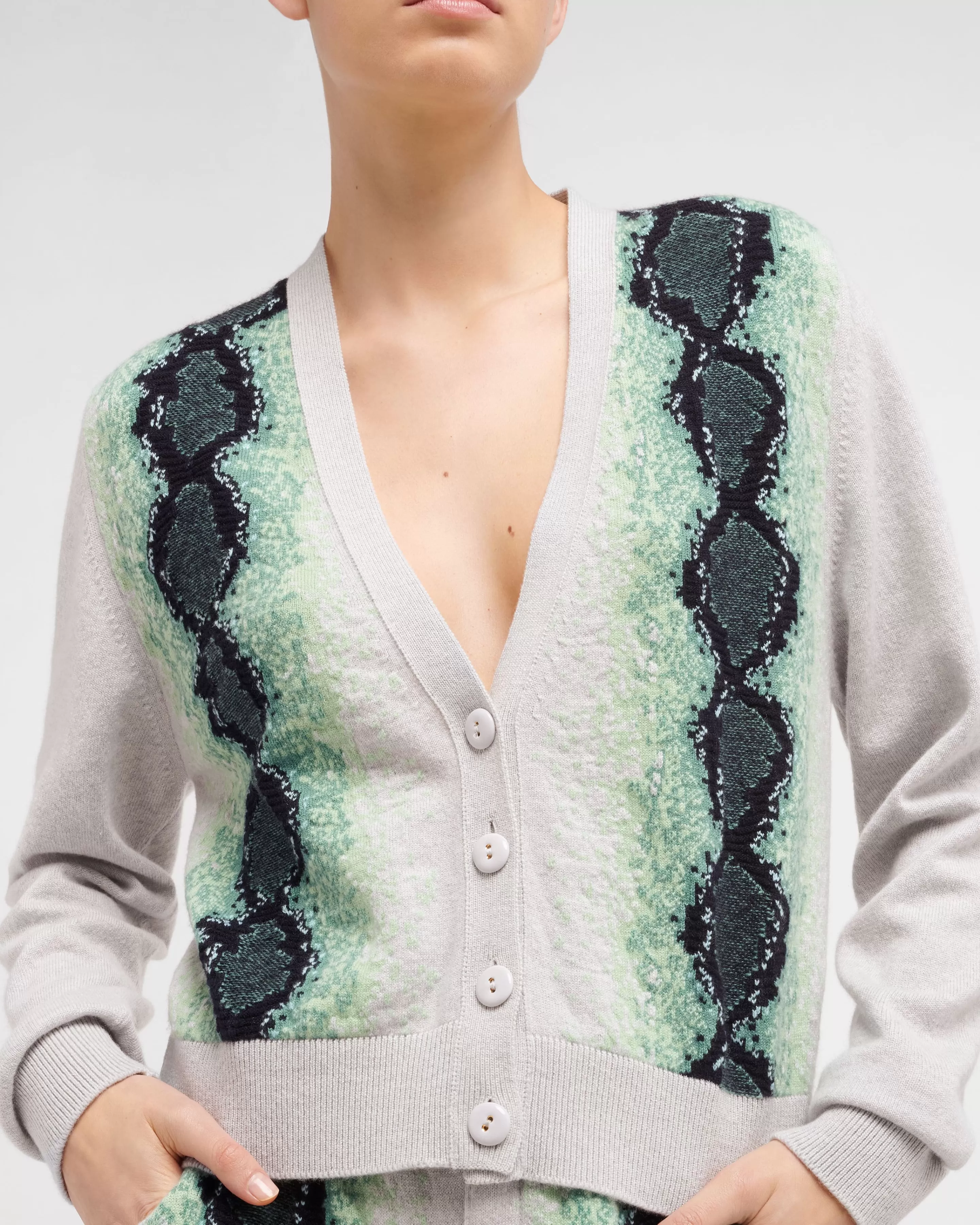 Barrie Cardigan In Cashmere With Python Motif Cheap