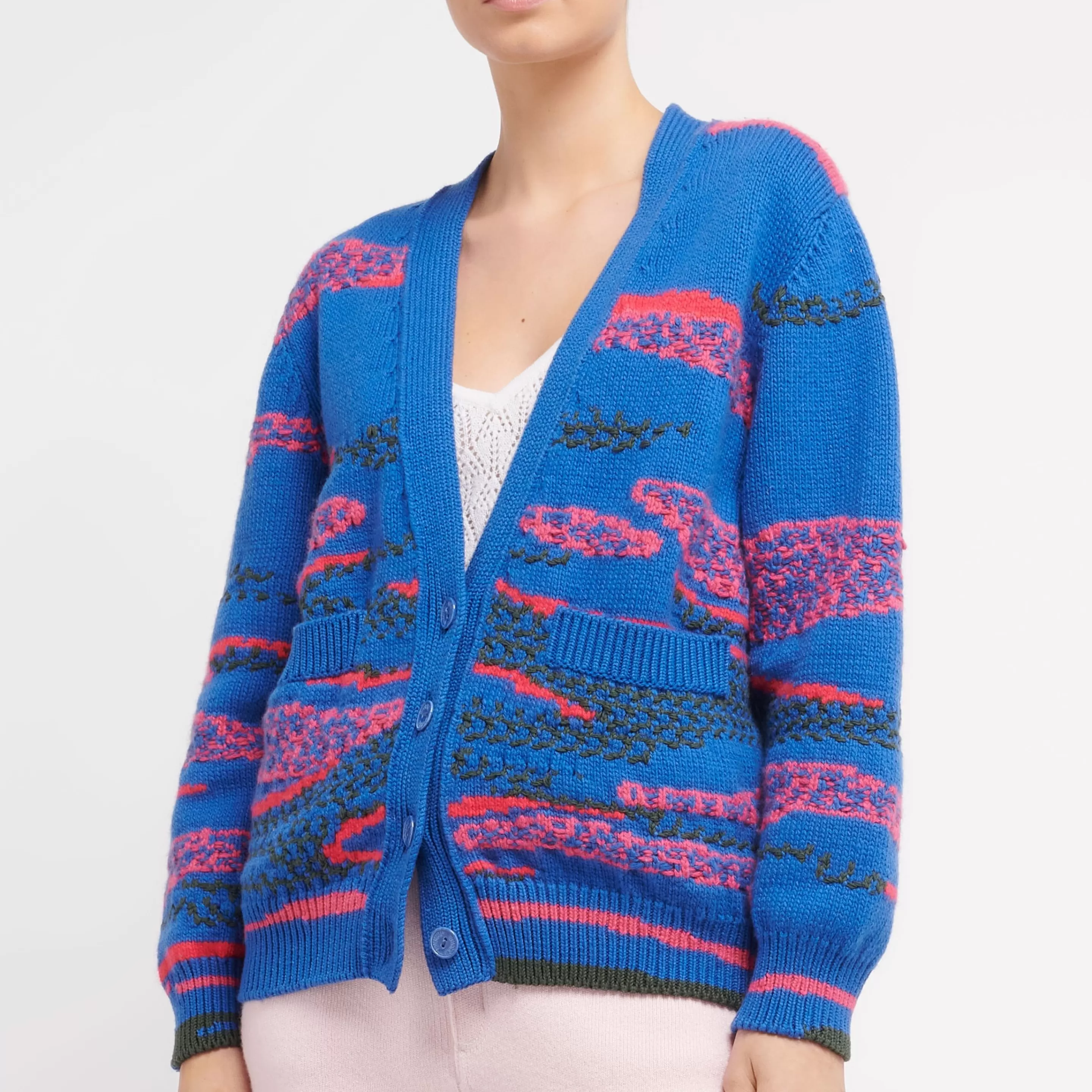 Barrie Cardigan With A Poetic Motif In Cashmere And Cotton Flash Sale