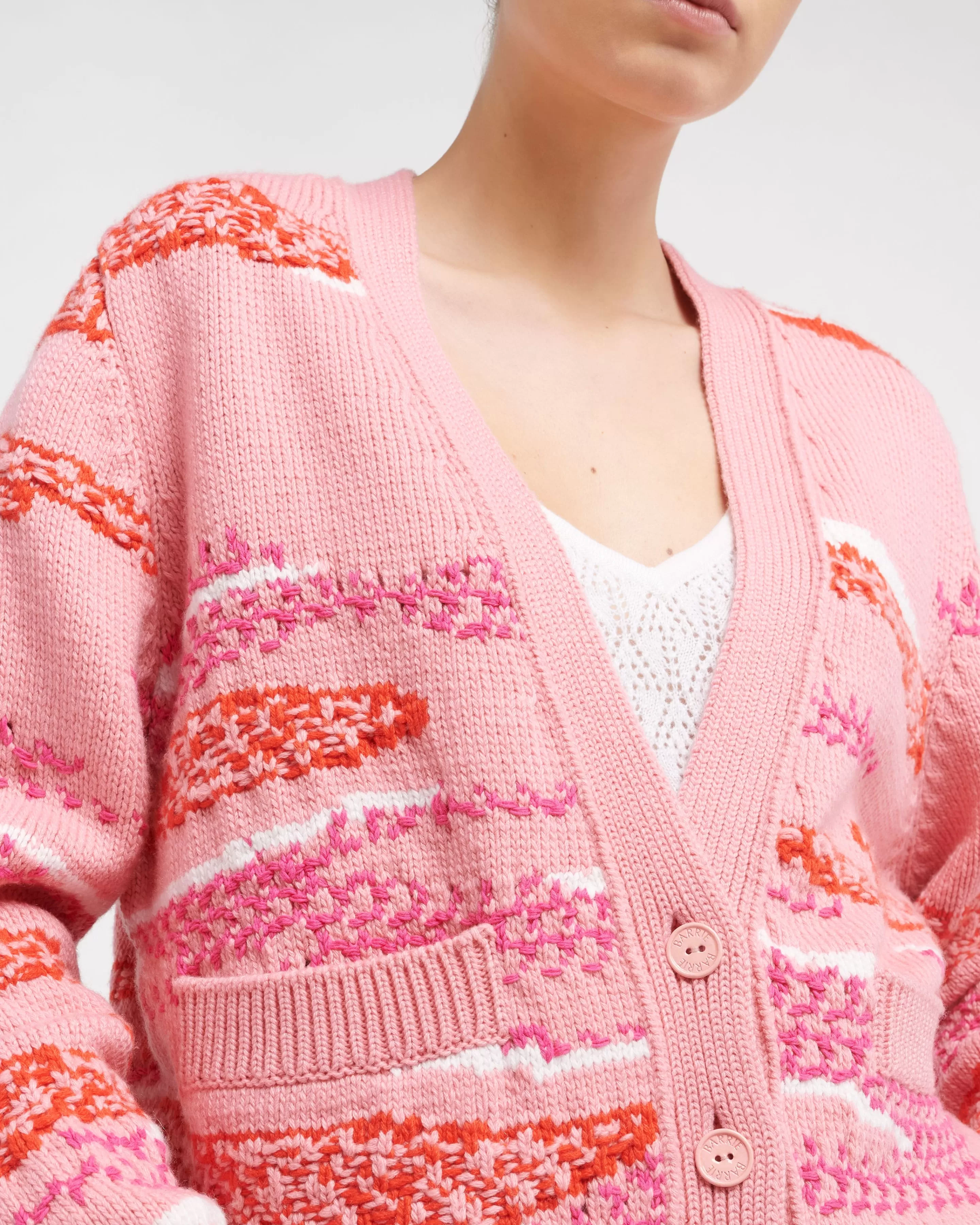 Barrie Cardigan With A Poetic Motif In Cashmere And Cotton Cheap