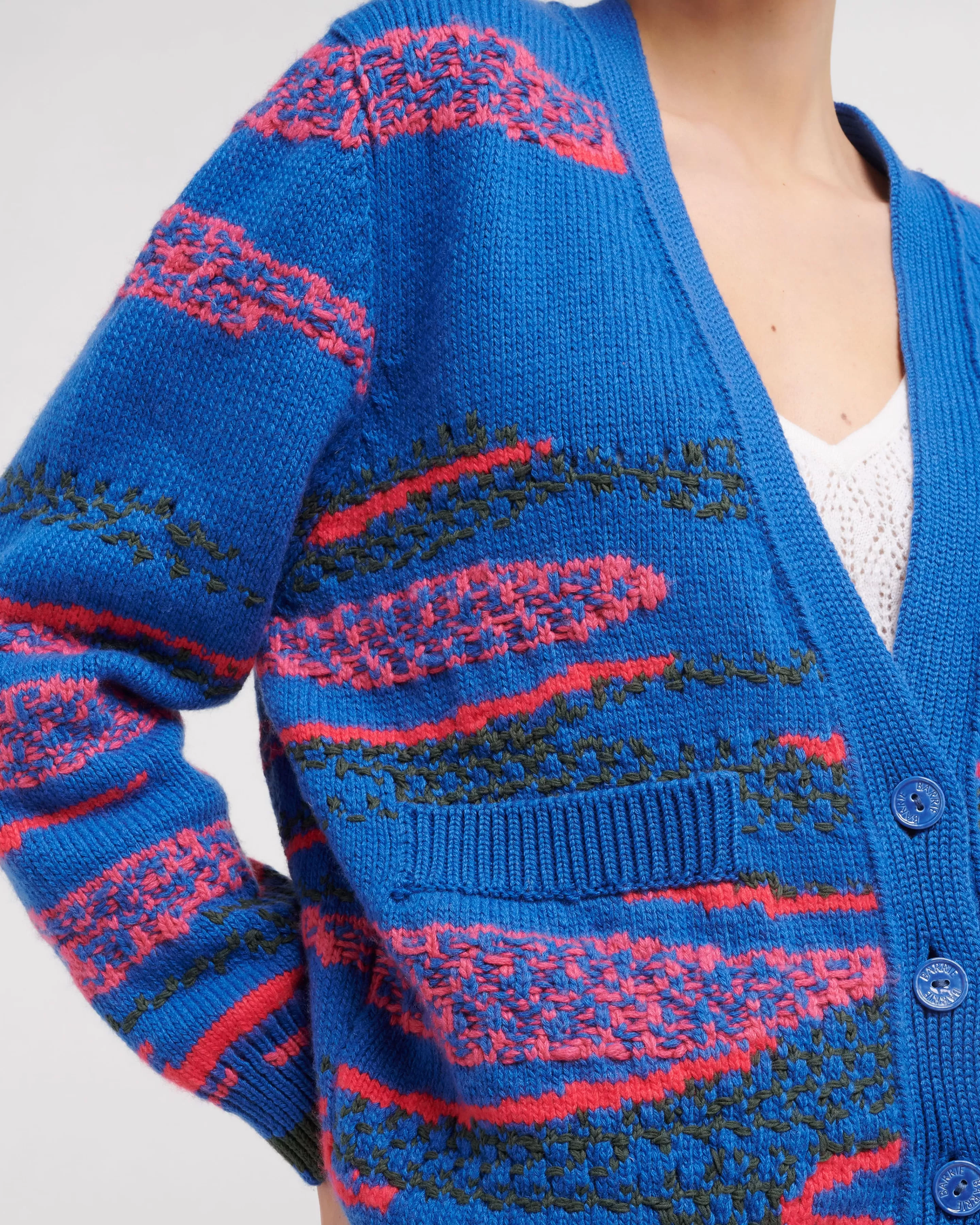 Barrie Cardigan With A Poetic Motif In Cashmere And Cotton Flash Sale