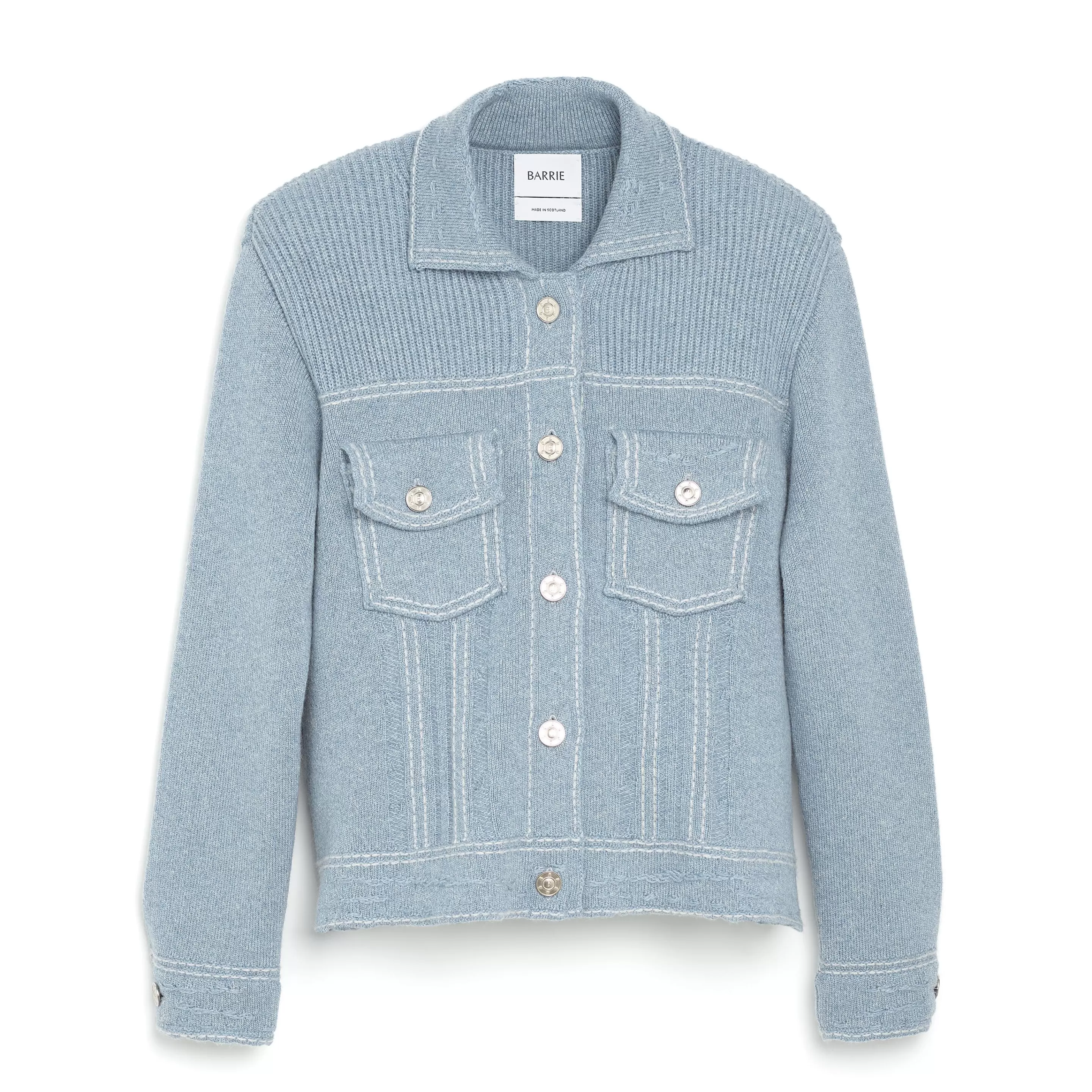 Barrie Denim Fitted Cashmere And Cotton Jacket Sale