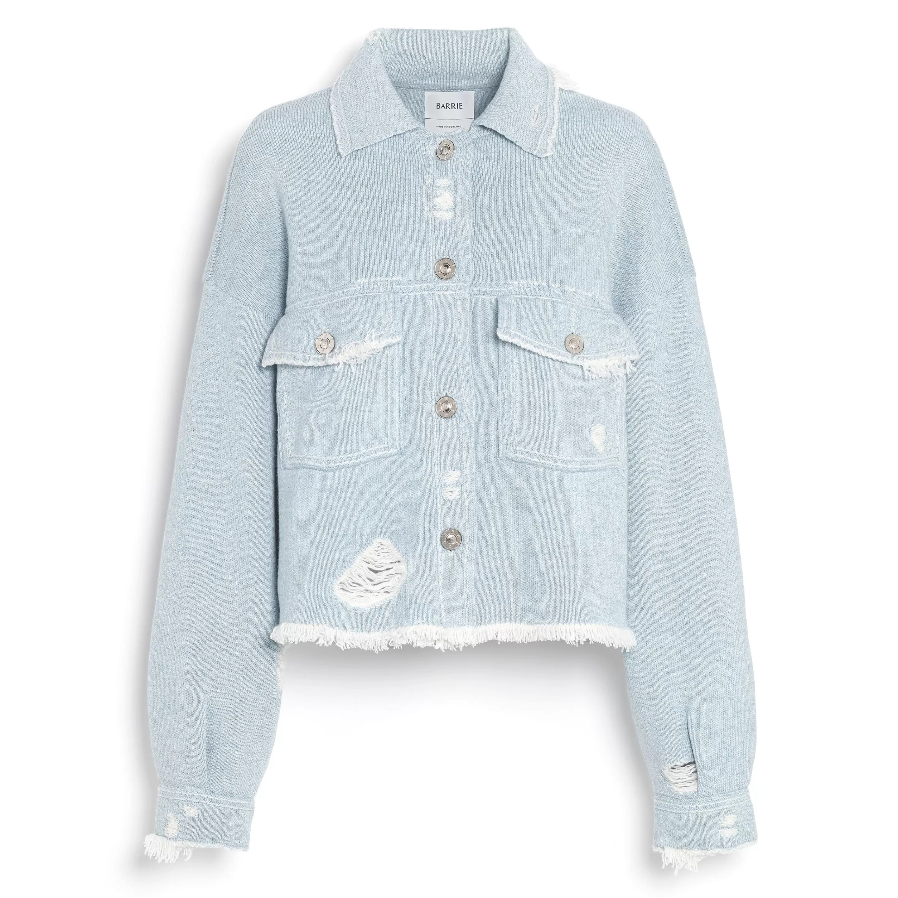 Barrie Denim Fringed Cashmere And Cotton Jacket Discount