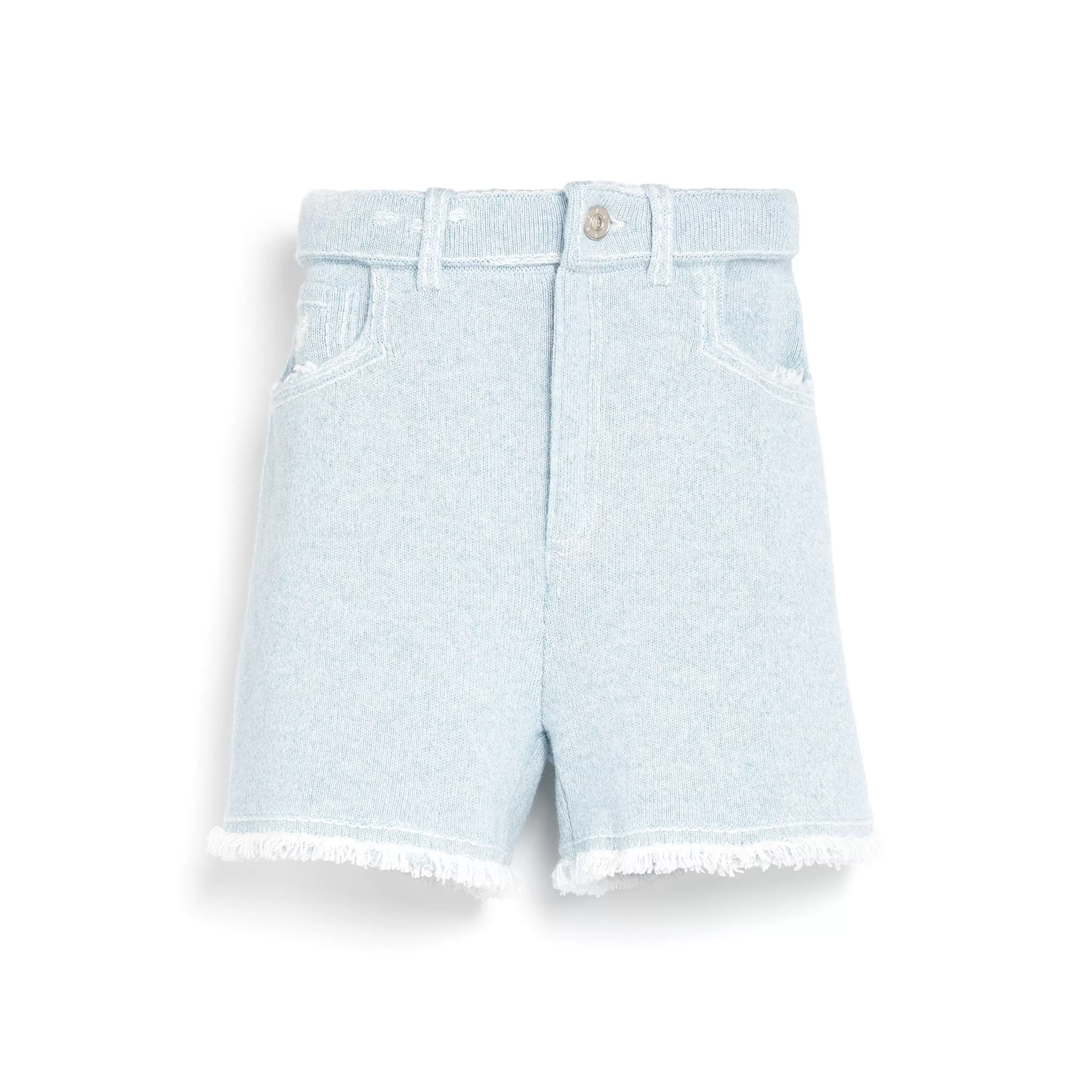 Barrie Denim Fringed Cashmere And Cotton Shorts Outlet