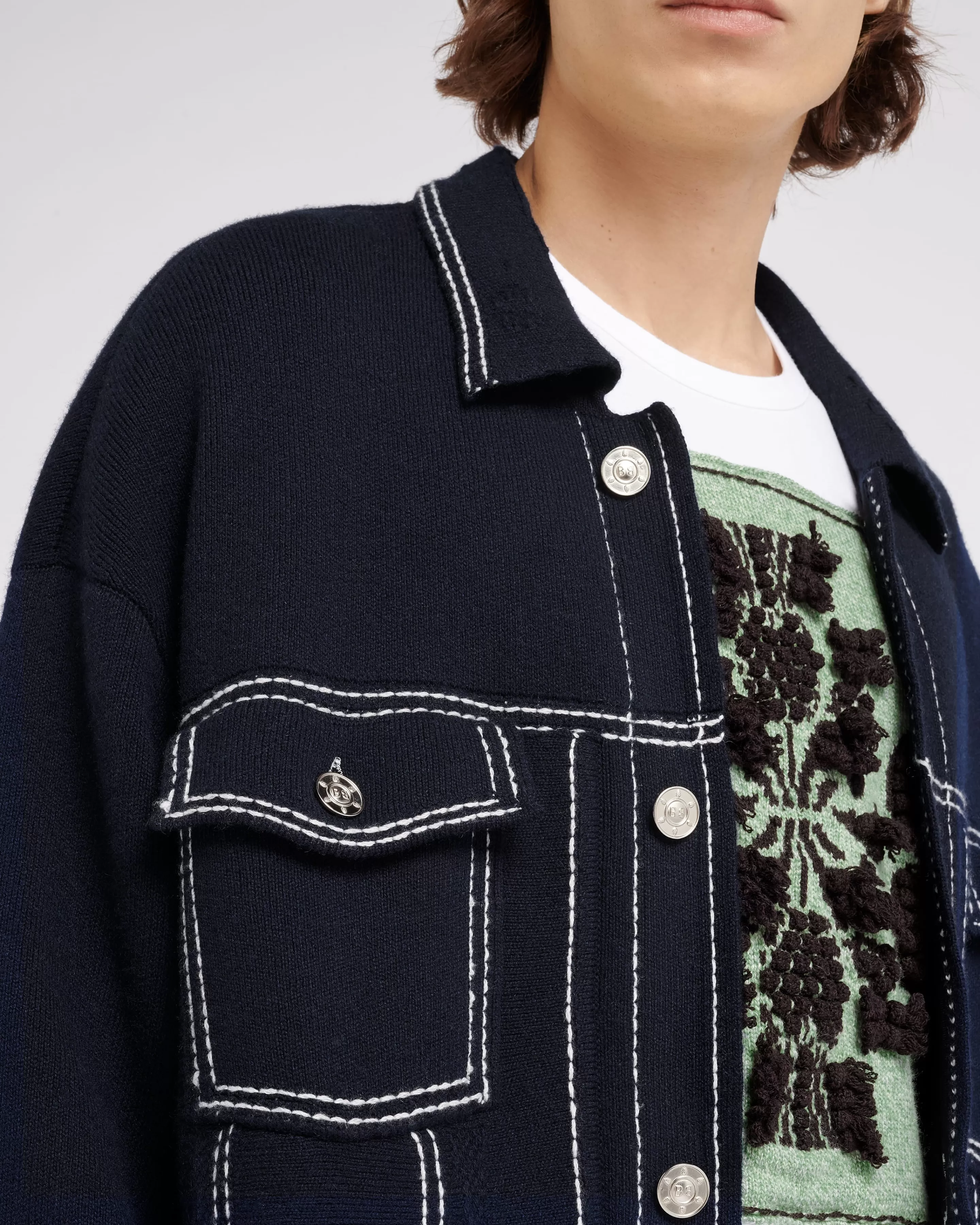 Barrie Denim Oversized Cashmere And Cotton Jacket Clearance