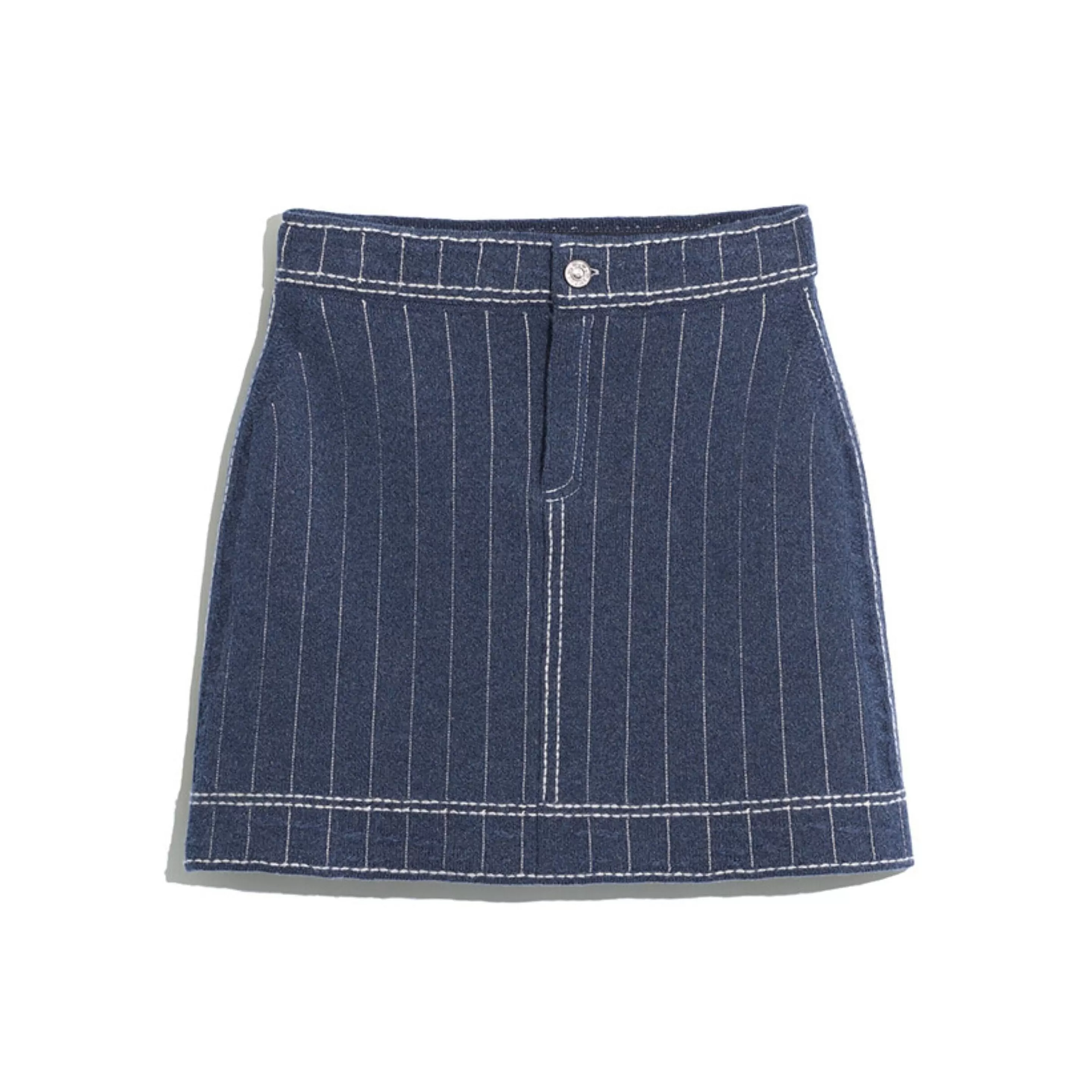 Barrie Denim Uniform Cashmere And Cotton Skirt Hot