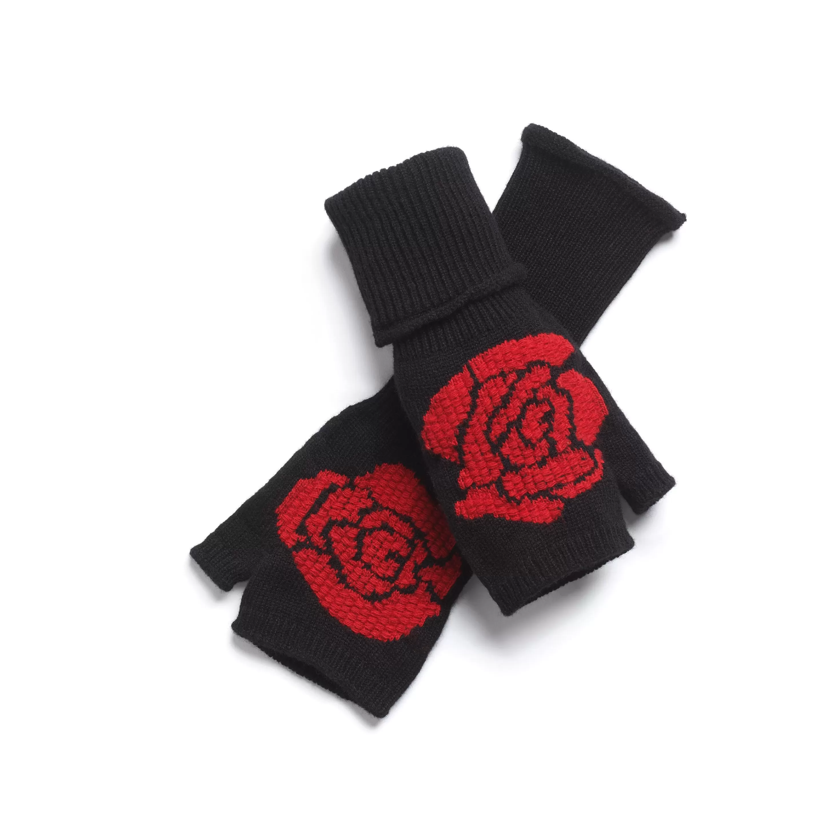Barrie Fingerless Gloves In Cashmere And Wool With A Rose Motif Online