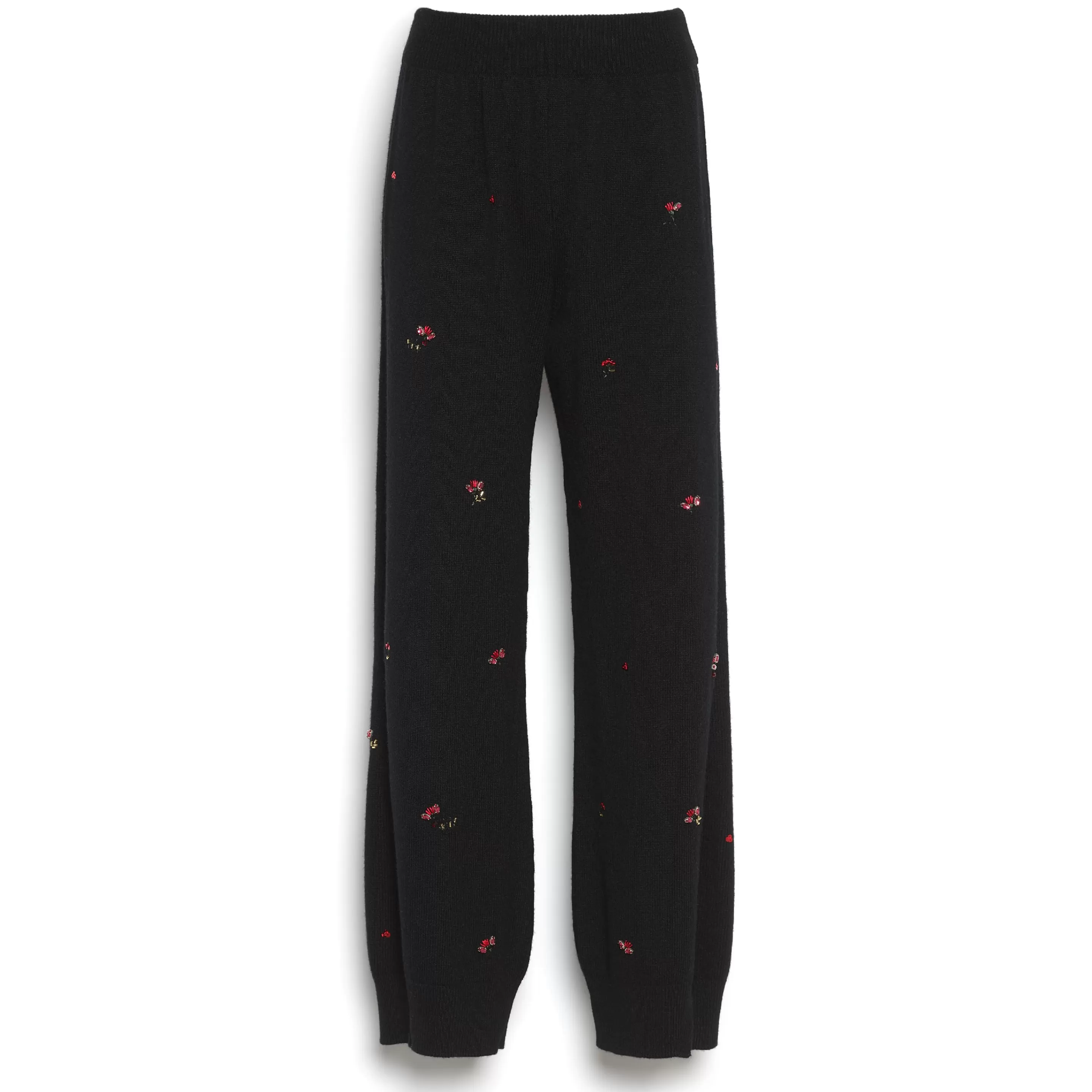 Barrie Iconic Trousers In Cashmere With Floral Embroidery Cheap