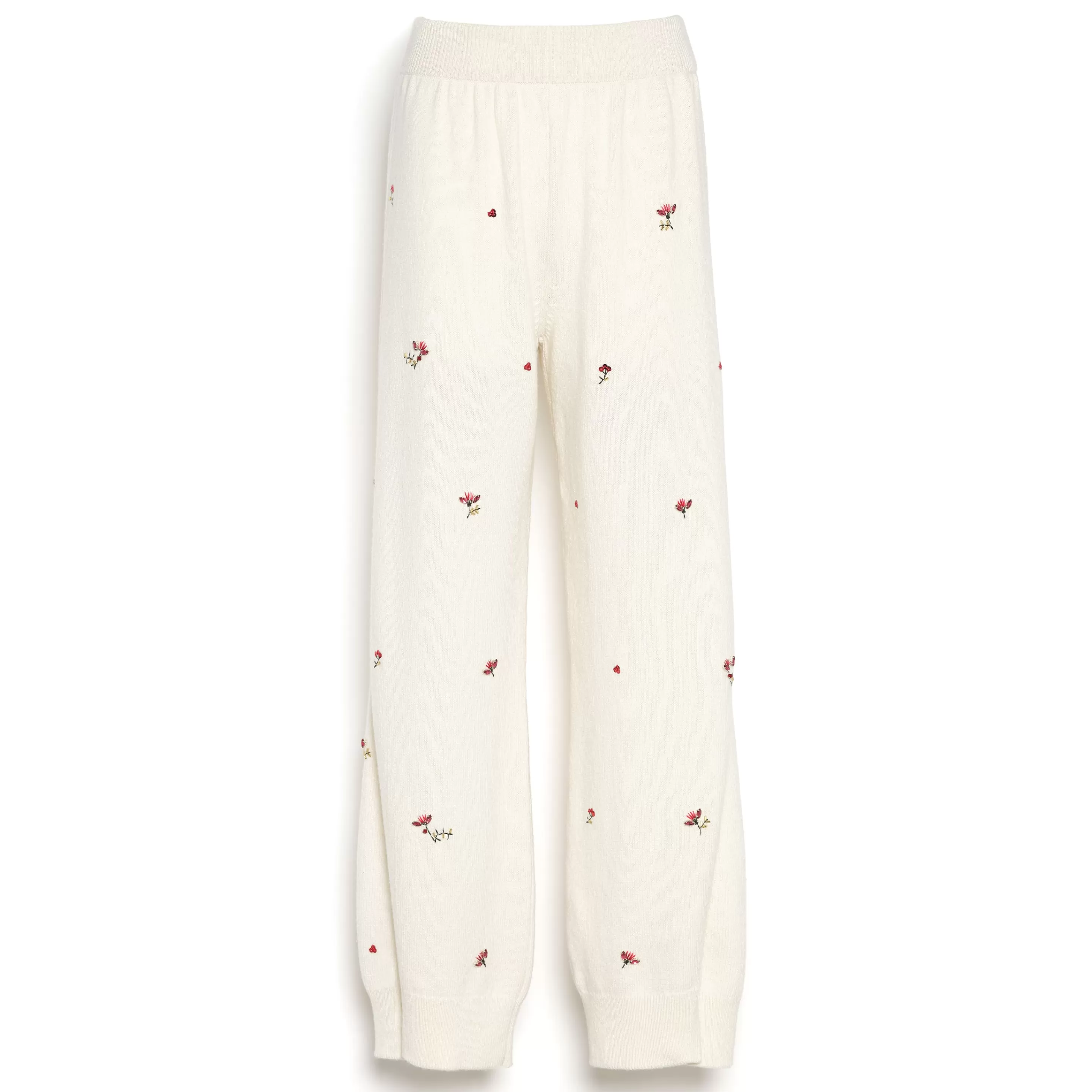 Barrie Iconic Trousers In Cashmere With Floral Embroidery Outlet