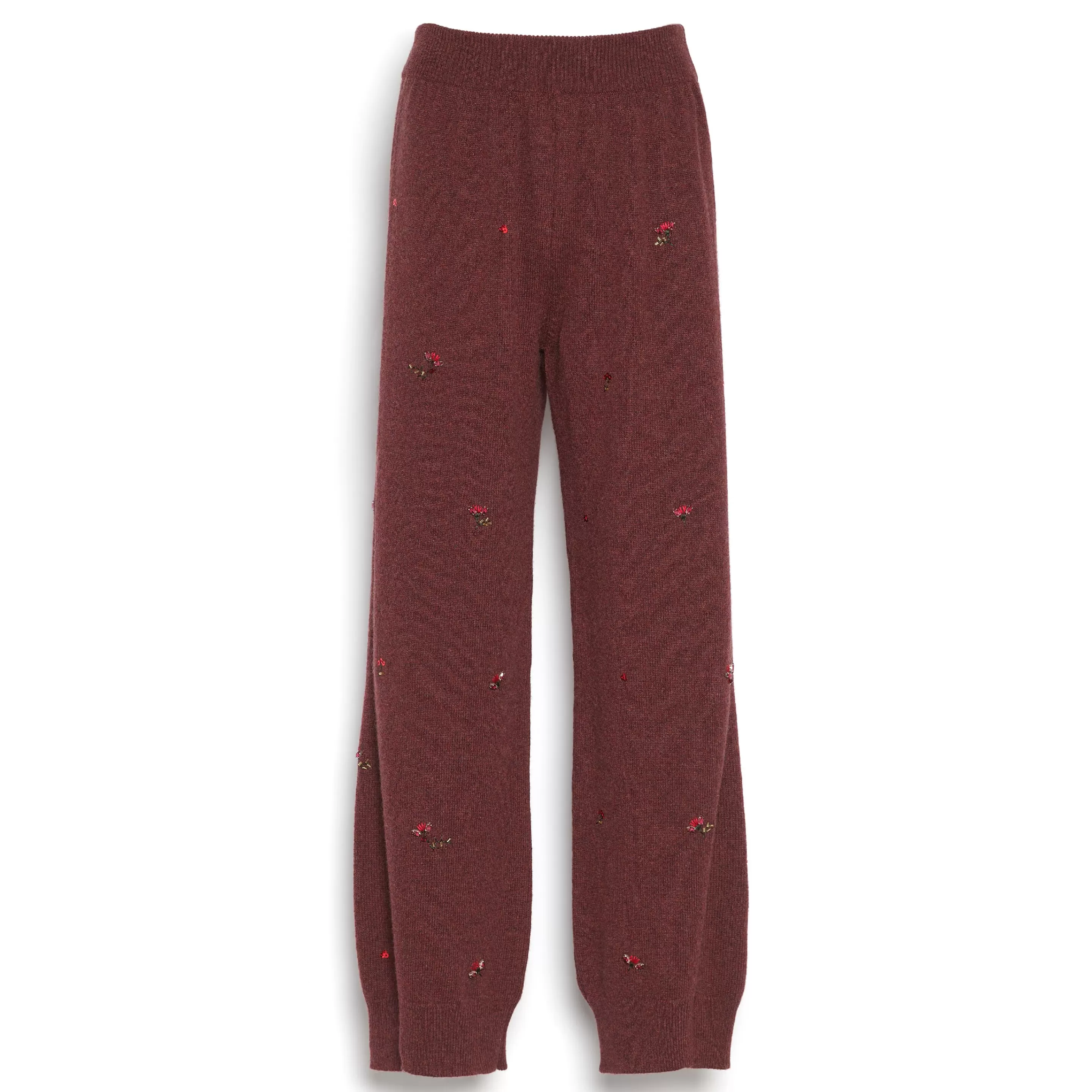 Barrie Iconic Trousers In Cashmere With Floral Embroidery Outlet