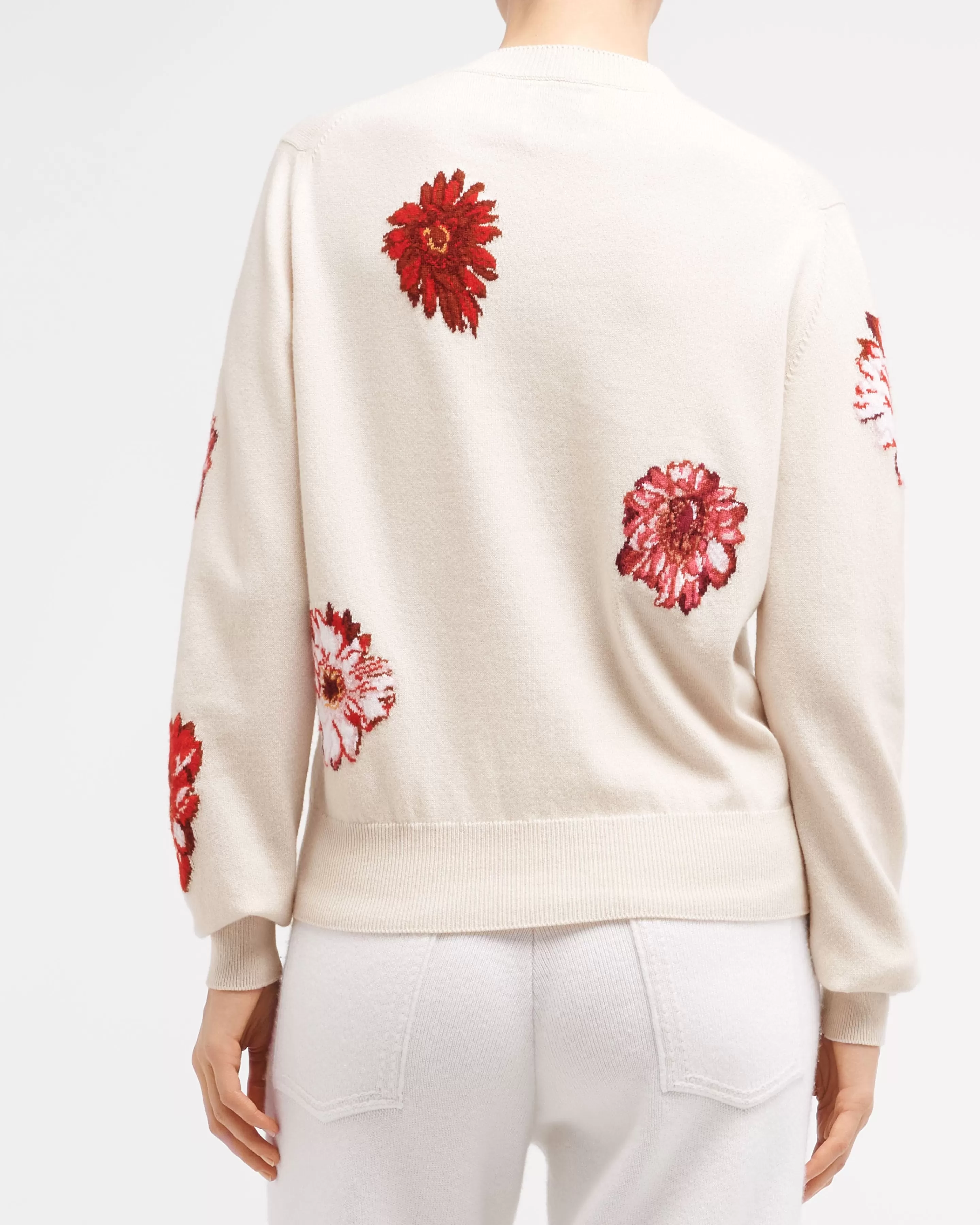 Barrie Jumper In Cashmere And Cotton With A Floral Motif Online