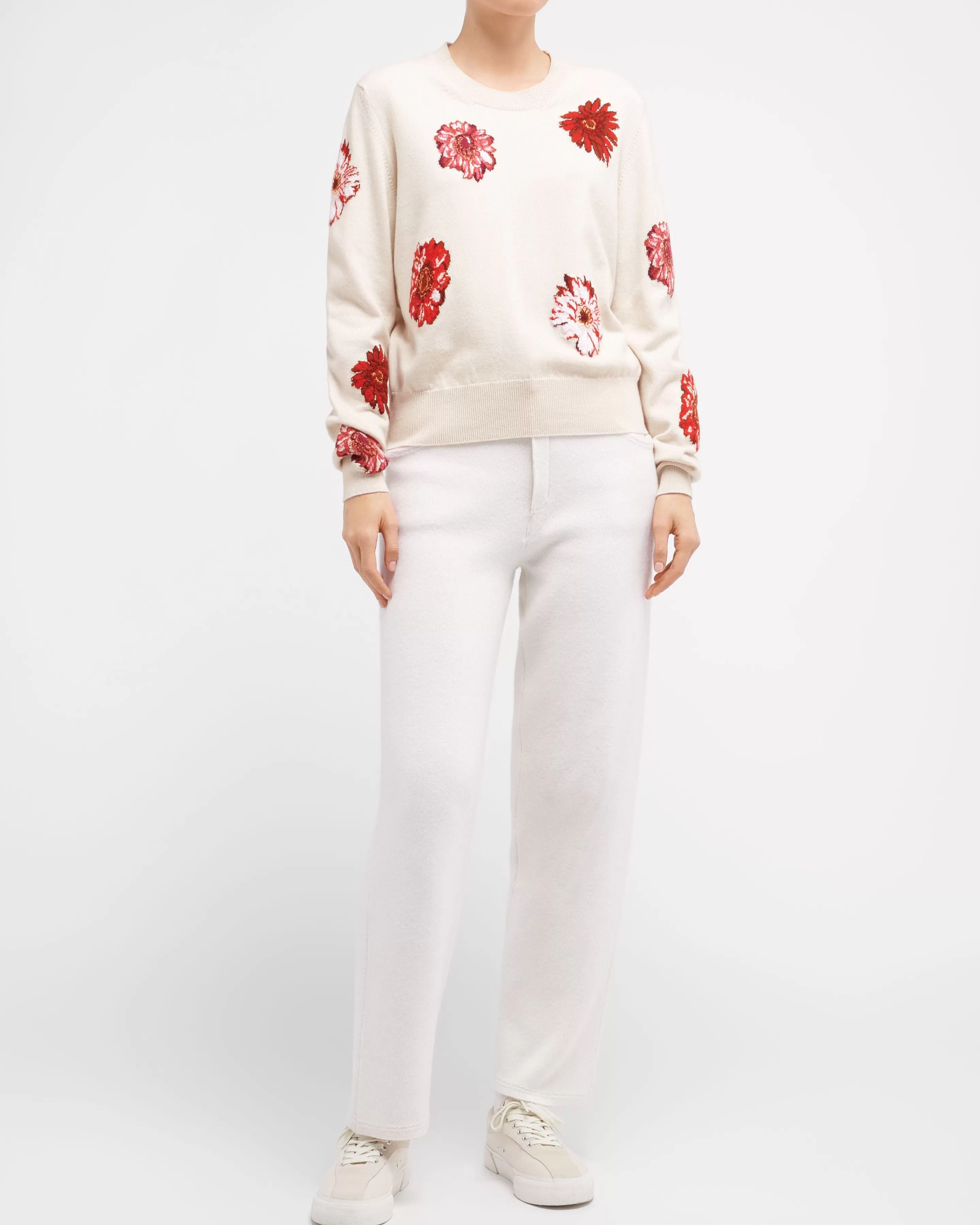 Barrie Jumper In Cashmere And Cotton With A Floral Motif Online