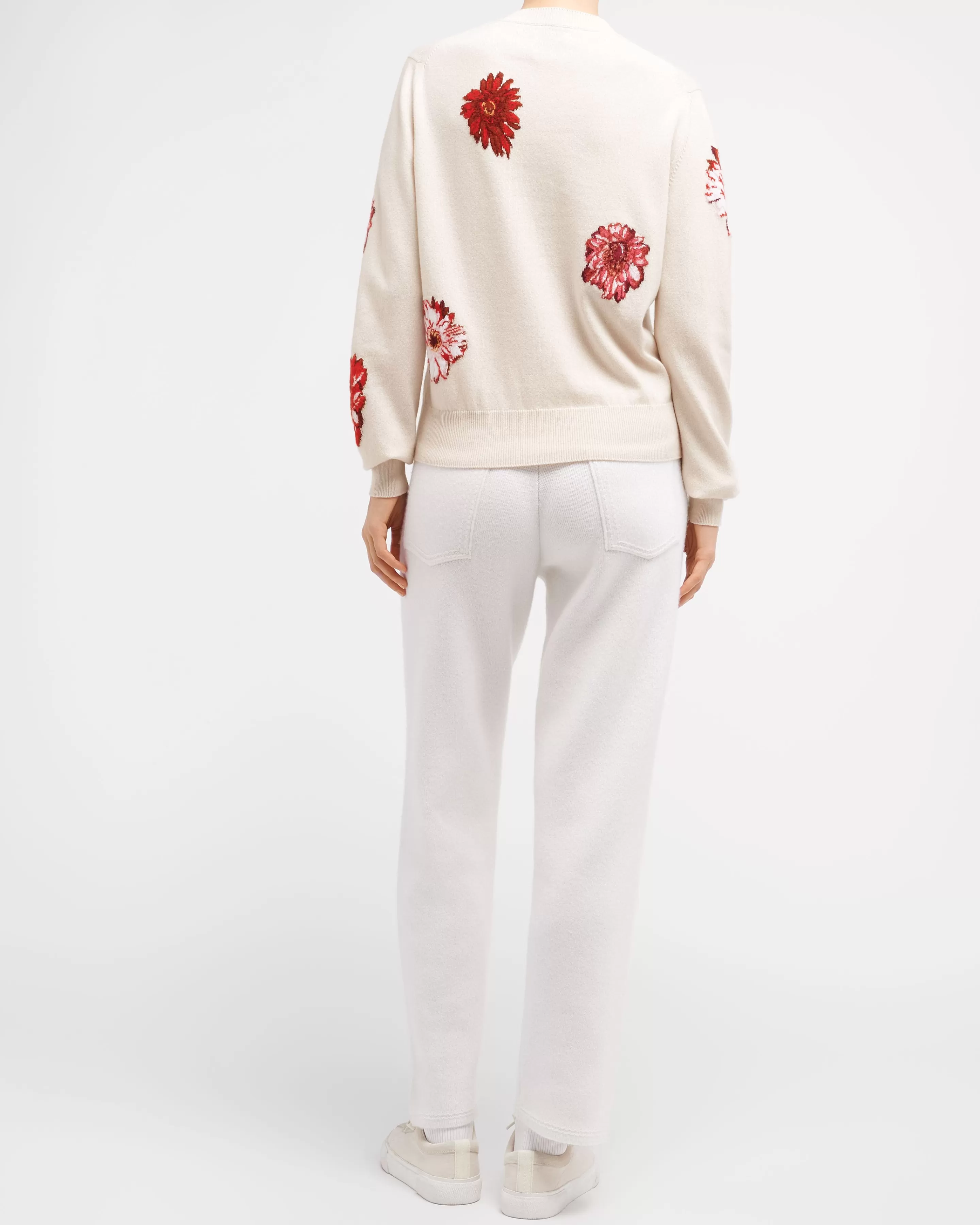 Barrie Jumper In Cashmere And Cotton With A Floral Motif Online