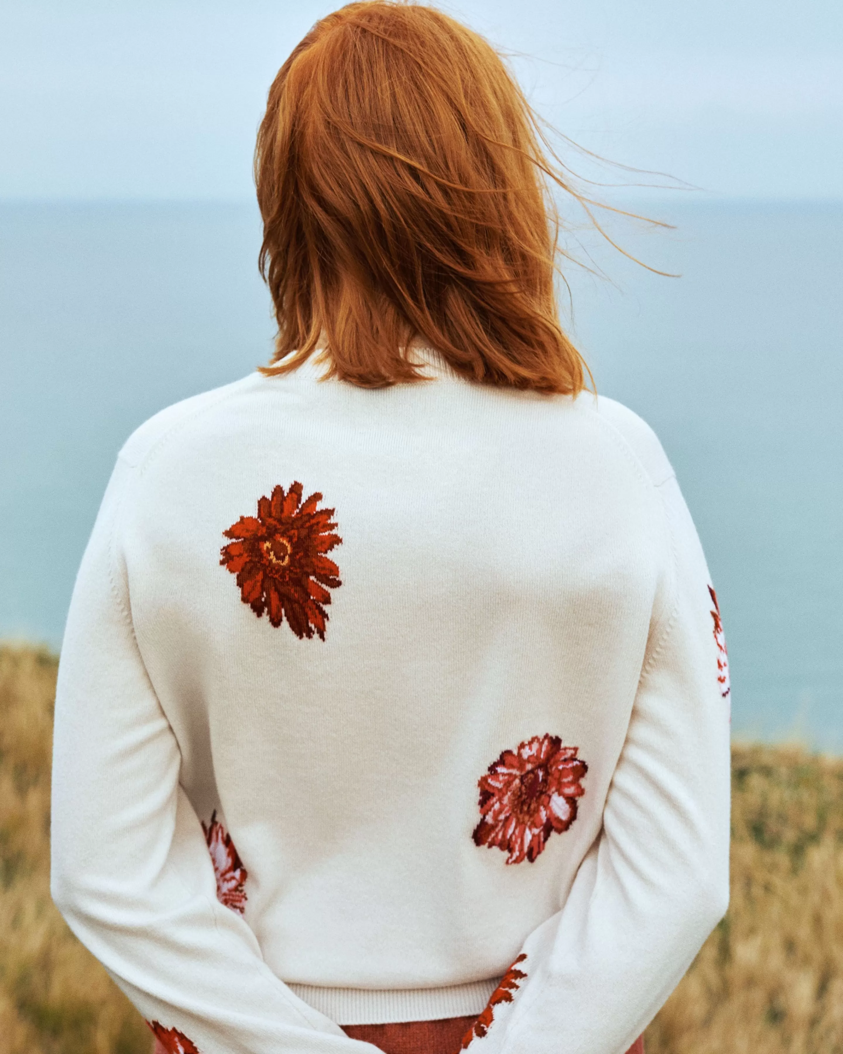 Barrie Jumper In Cashmere And Cotton With A Floral Motif Online