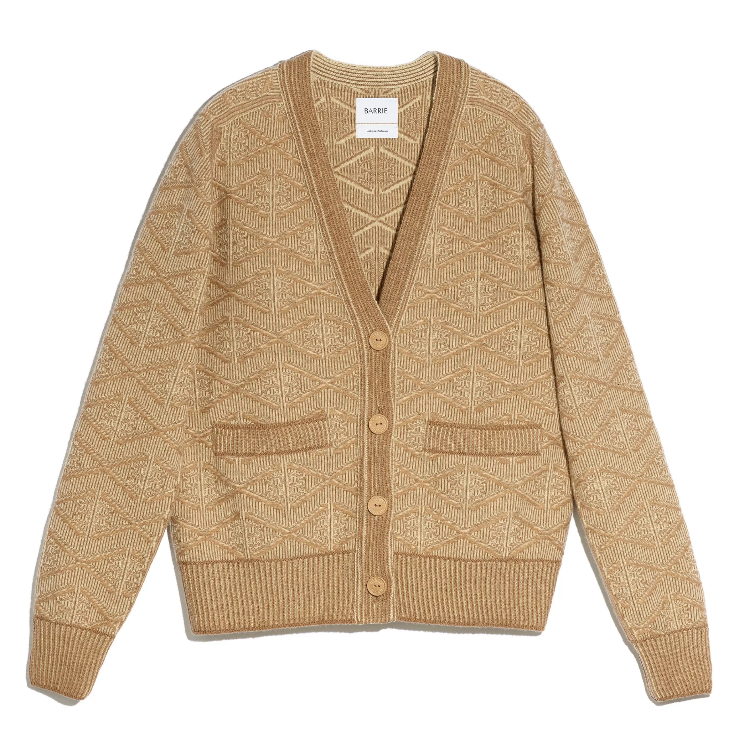 Barrie Monogrammed V-Neck Cardigan In Cashmere And Lambswool Sale