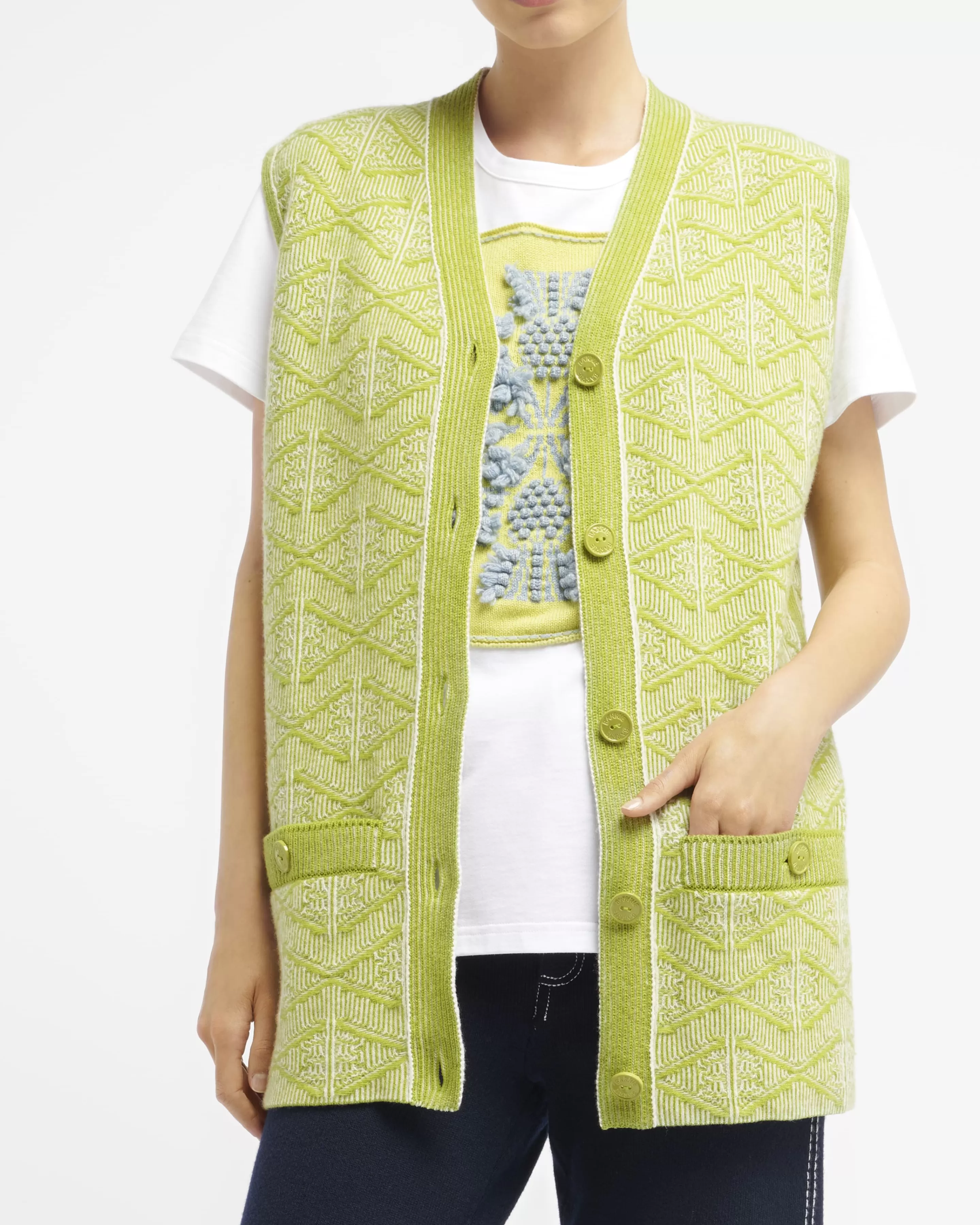 Barrie Monogrammed Waistcoat In Cashmere And Lambswool Flash Sale