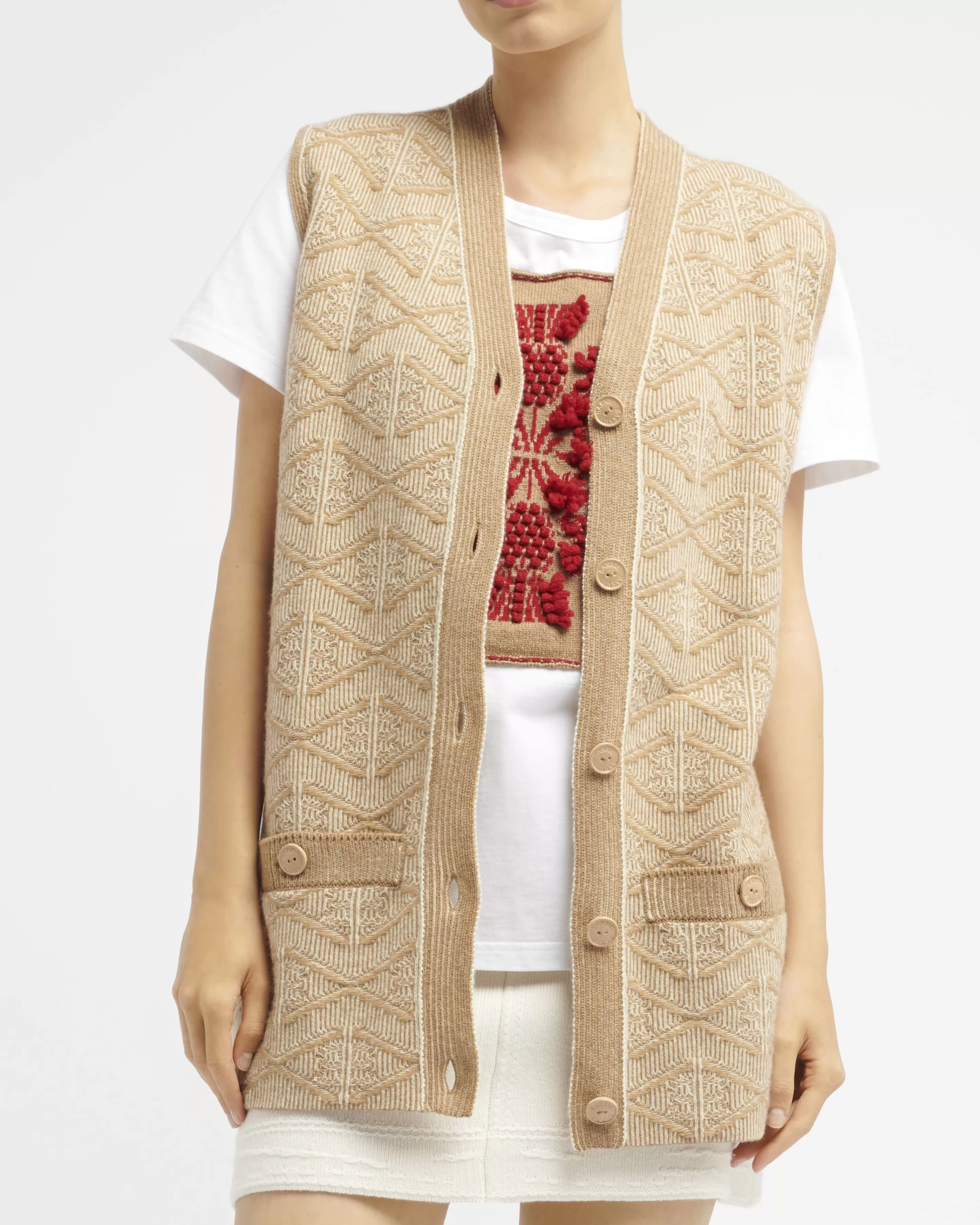 Barrie Monogrammed Waistcoat In Cashmere And Lambswool Discount