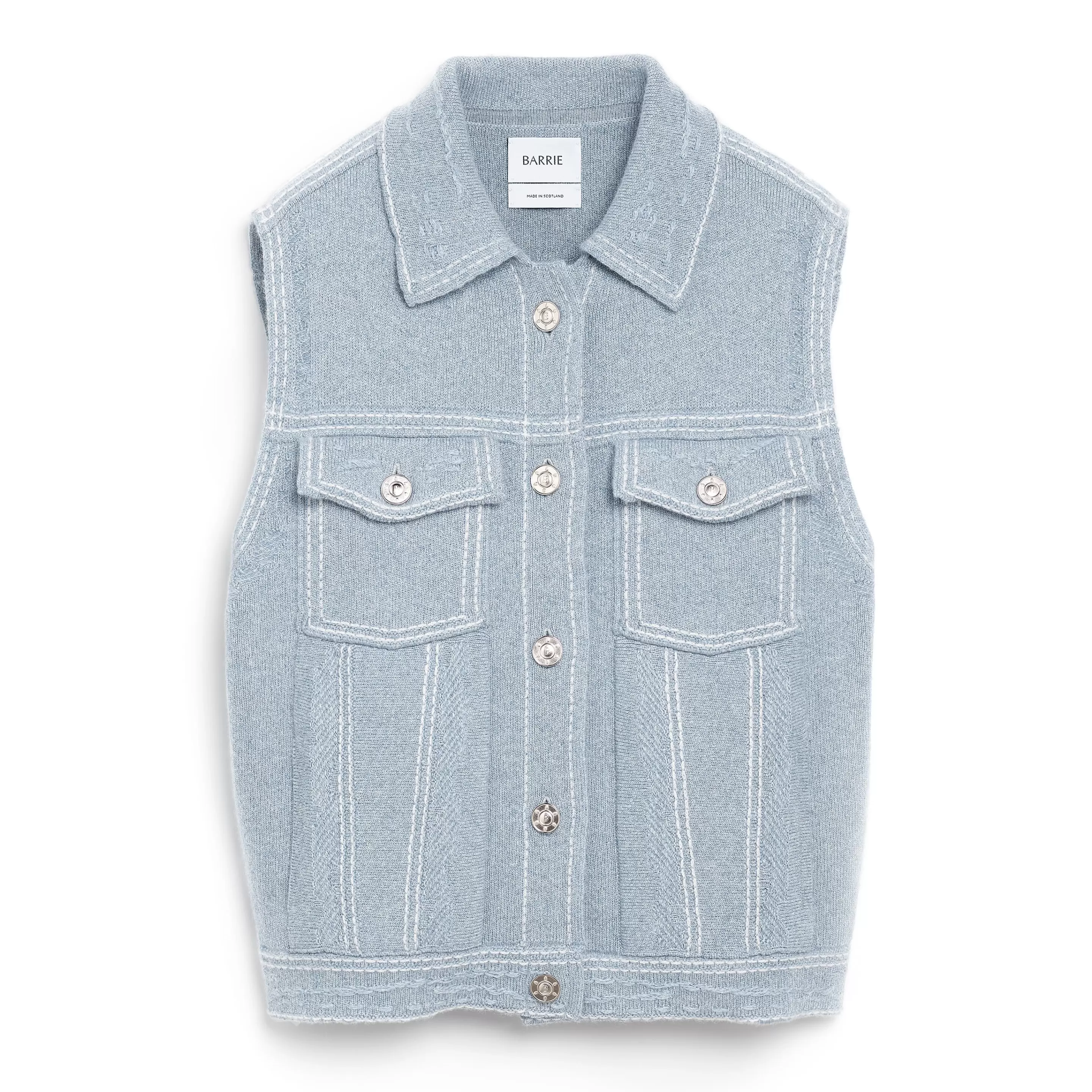 Barrie Oversize Sleeveless Denim Jacket In Cashmere And Cotton Shop