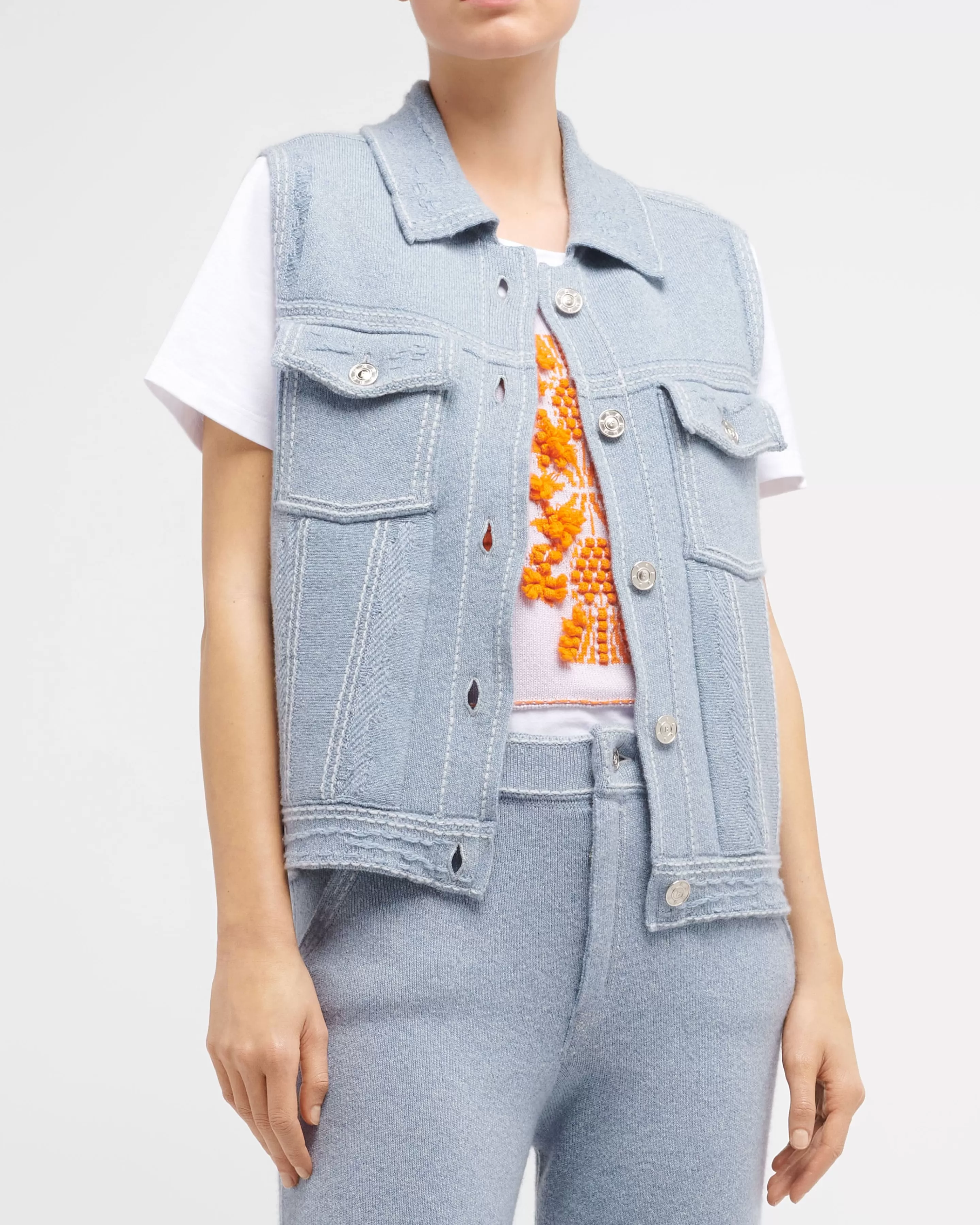 Barrie Oversize Sleeveless Denim Jacket In Cashmere And Cotton Shop