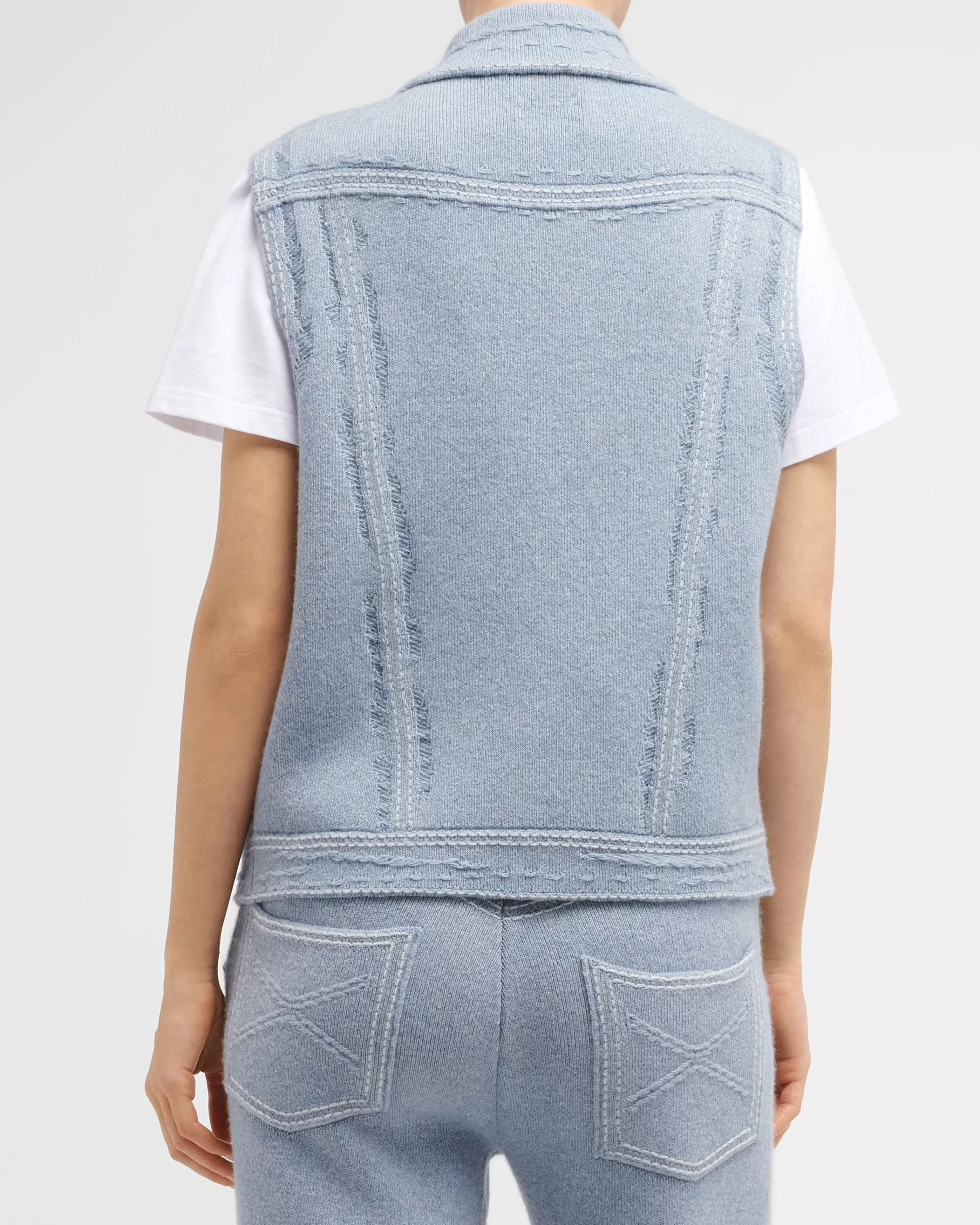 Barrie Oversize Sleeveless Denim Jacket In Cashmere And Cotton Shop