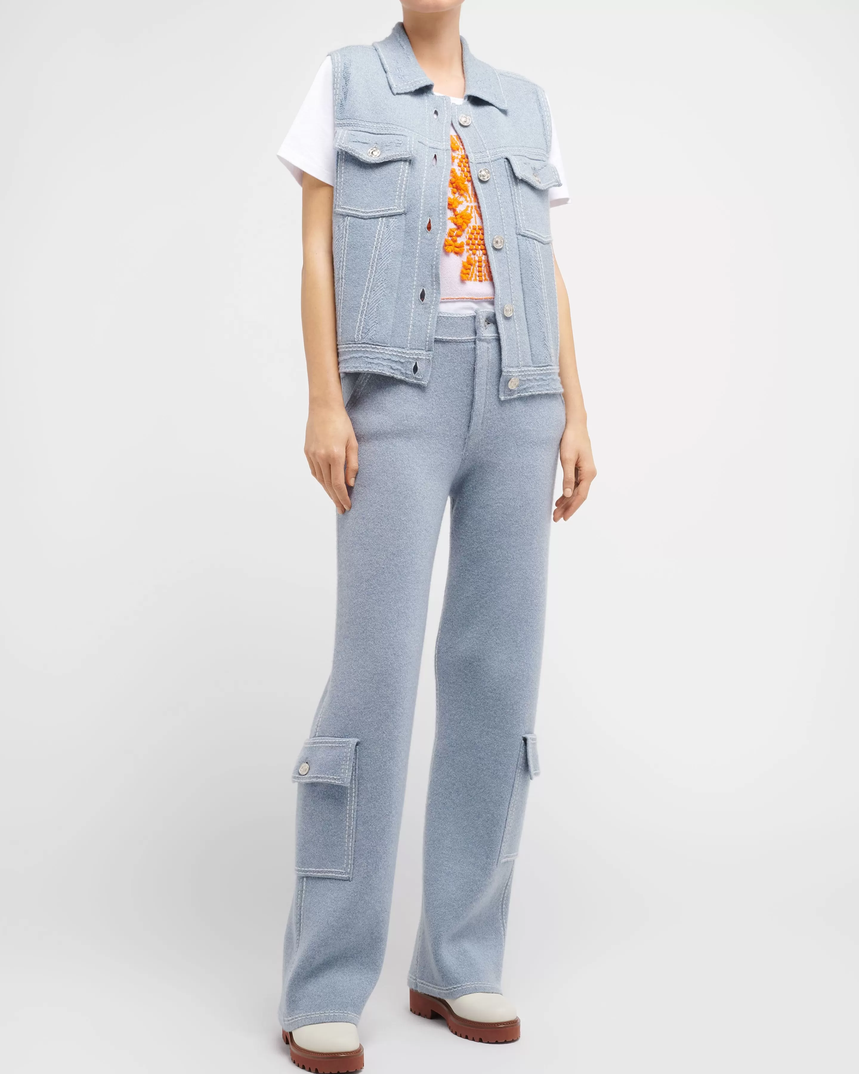 Barrie Oversize Sleeveless Denim Jacket In Cashmere And Cotton Shop