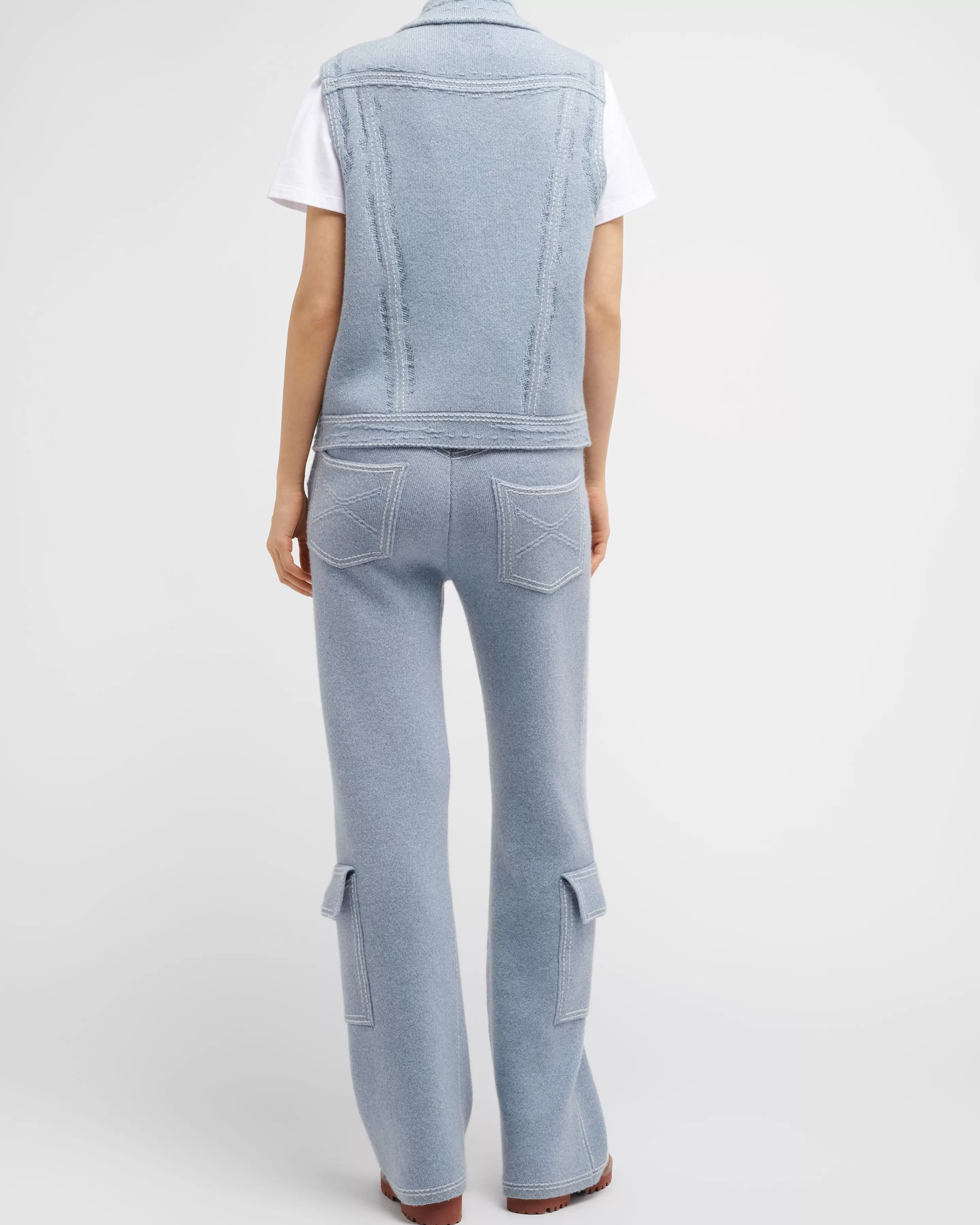 Barrie Oversize Sleeveless Denim Jacket In Cashmere And Cotton Shop