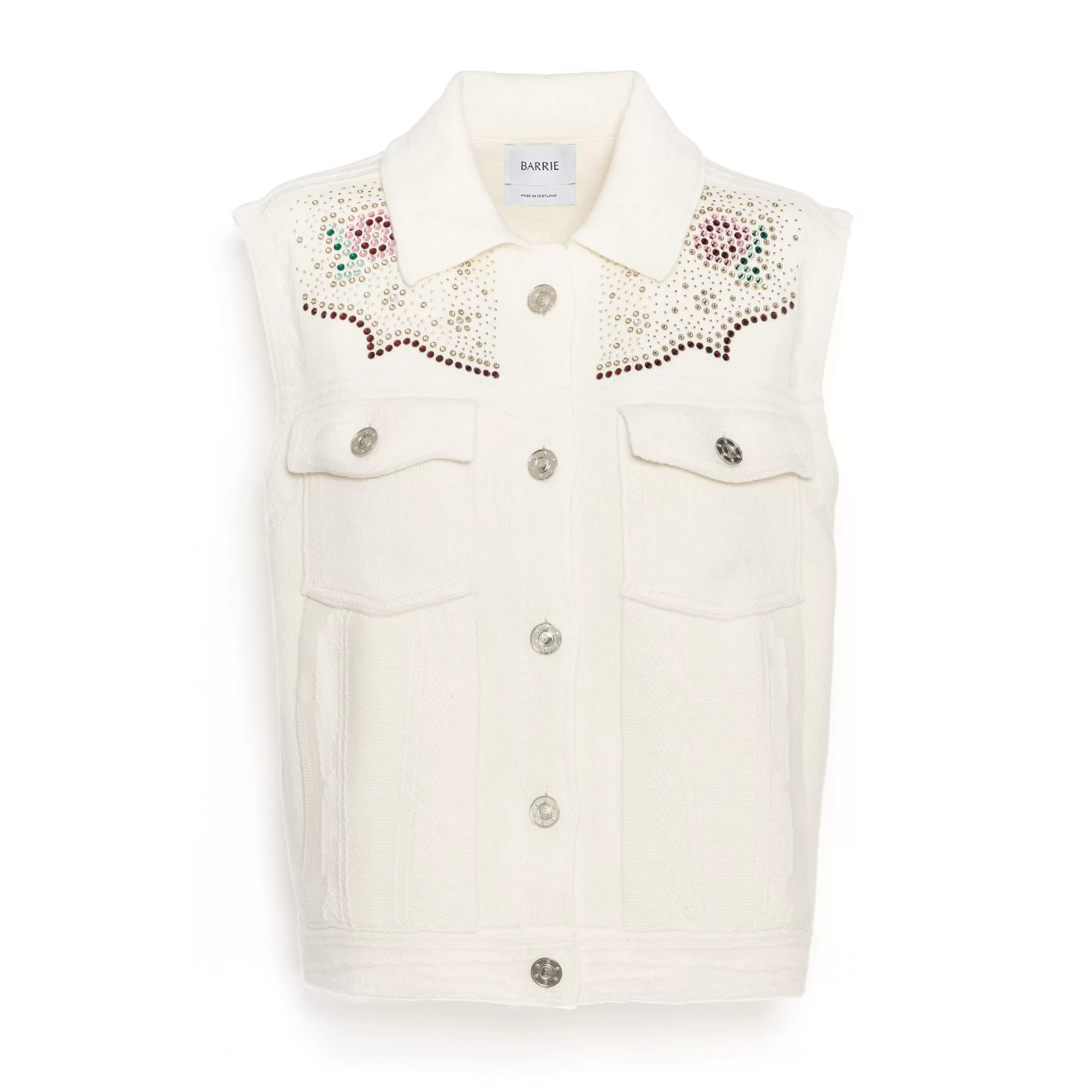 Barrie Oversize Sleeveless Strassed Denim Jacket In Cashmere And Cotton Shop