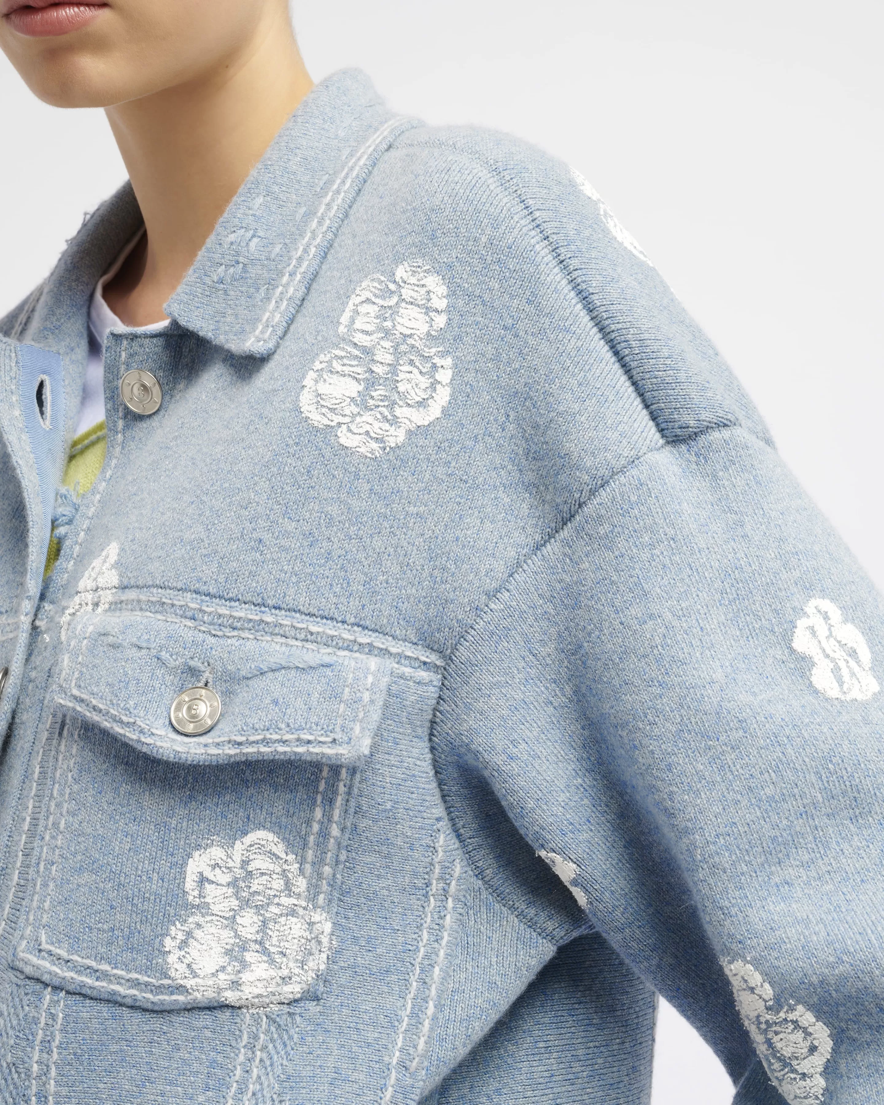 Barrie Oversized Denim Printed Cashmere And Cotton Jacket Best