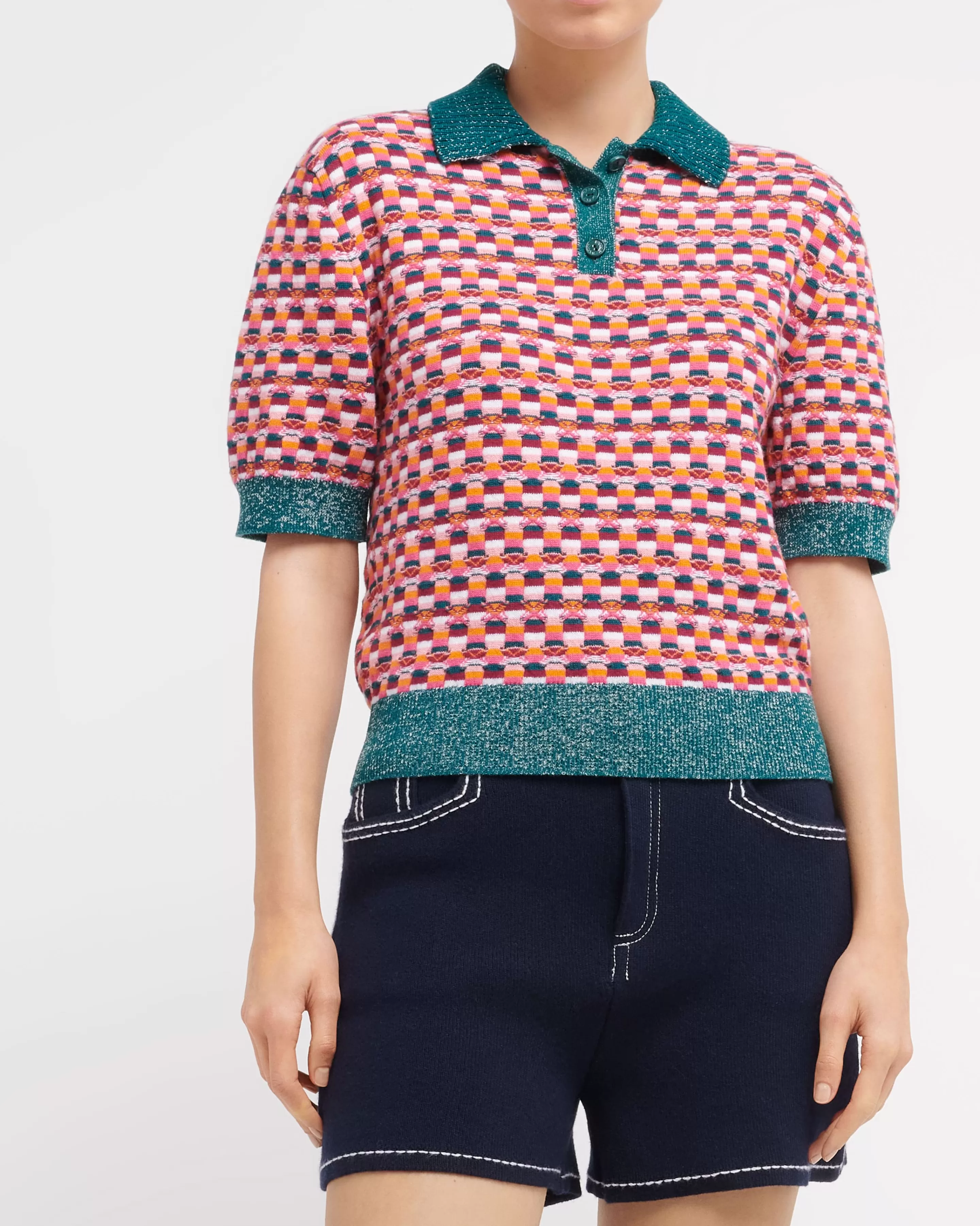 Barrie Polo Shirt In Cashmere With A Graphic Motif Store