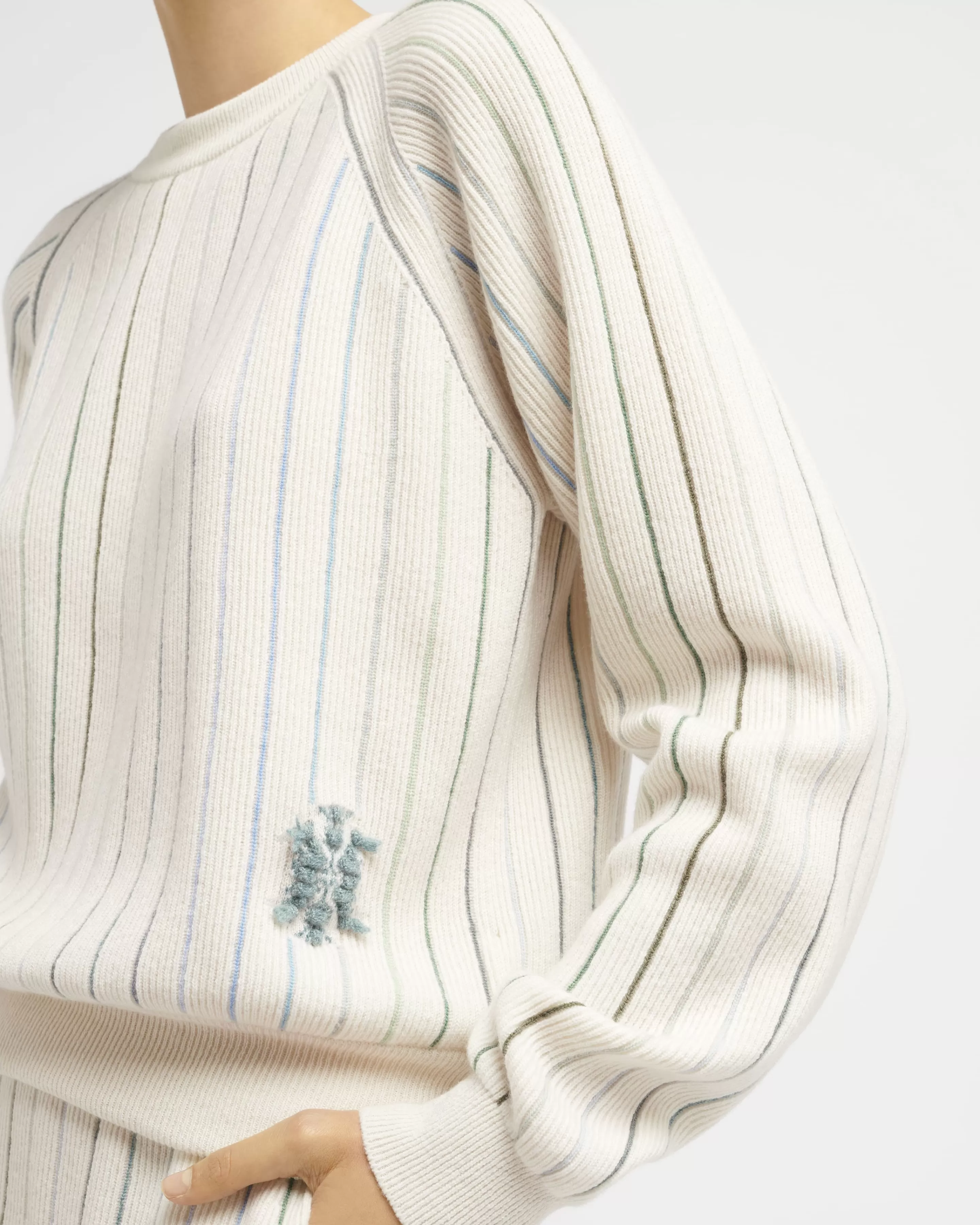 Barrie Round-Neck Jumper In Striped Cashmere Flash Sale