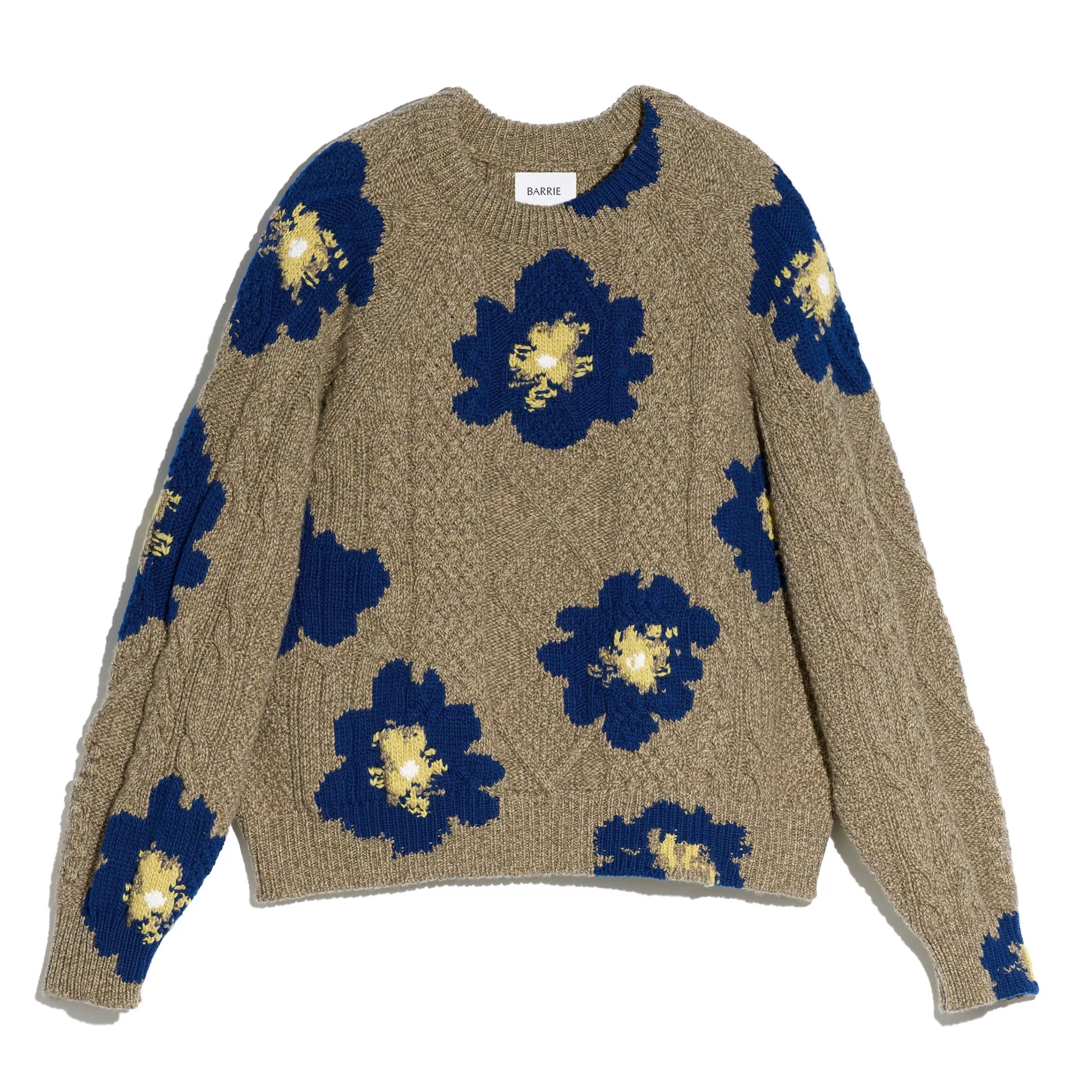 Barrie Round-Neck Jumper With Floral Pattern In Cashmere Store