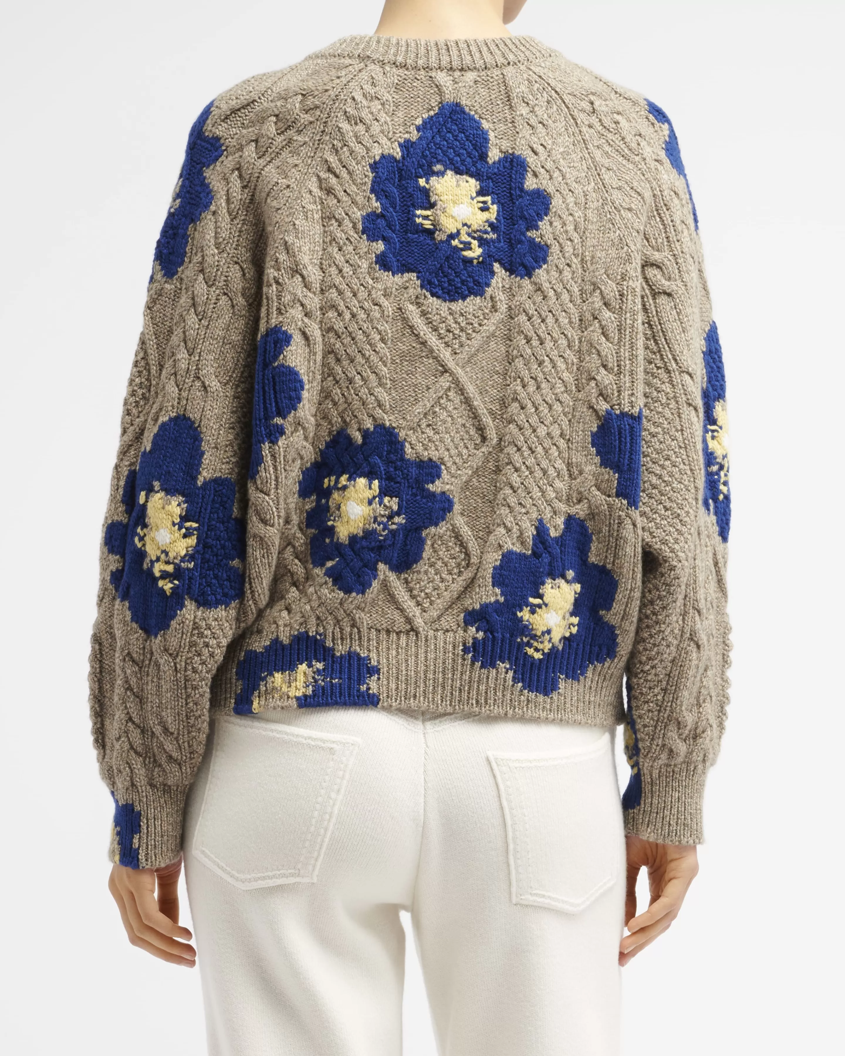 Barrie Round-Neck Jumper With Floral Pattern In Cashmere Store