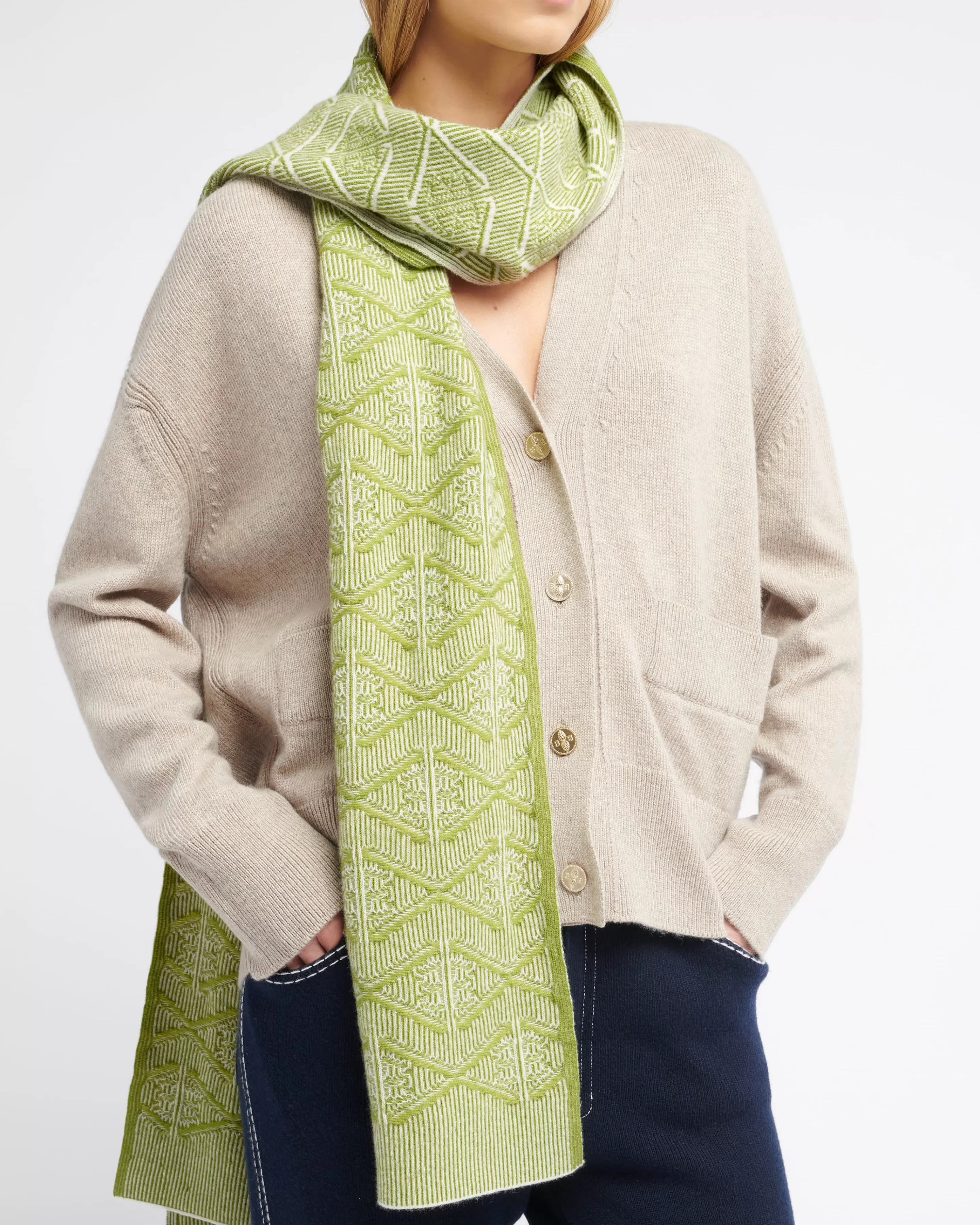 Barrie Scarf In Cashmere With A Monogram Motif Sale