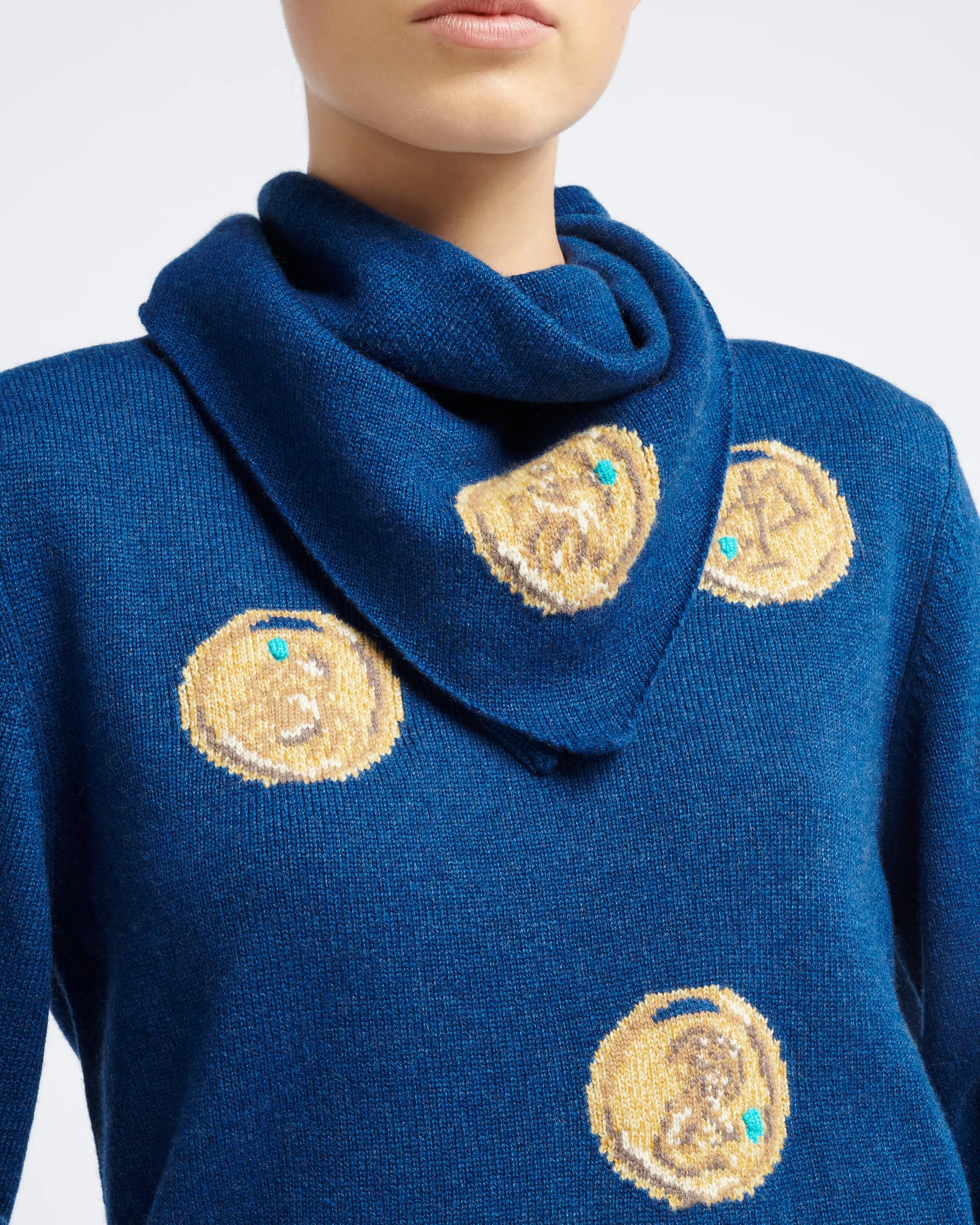 Barrie Scarf In Cashmere With Aquarius Zodiac Motif Online