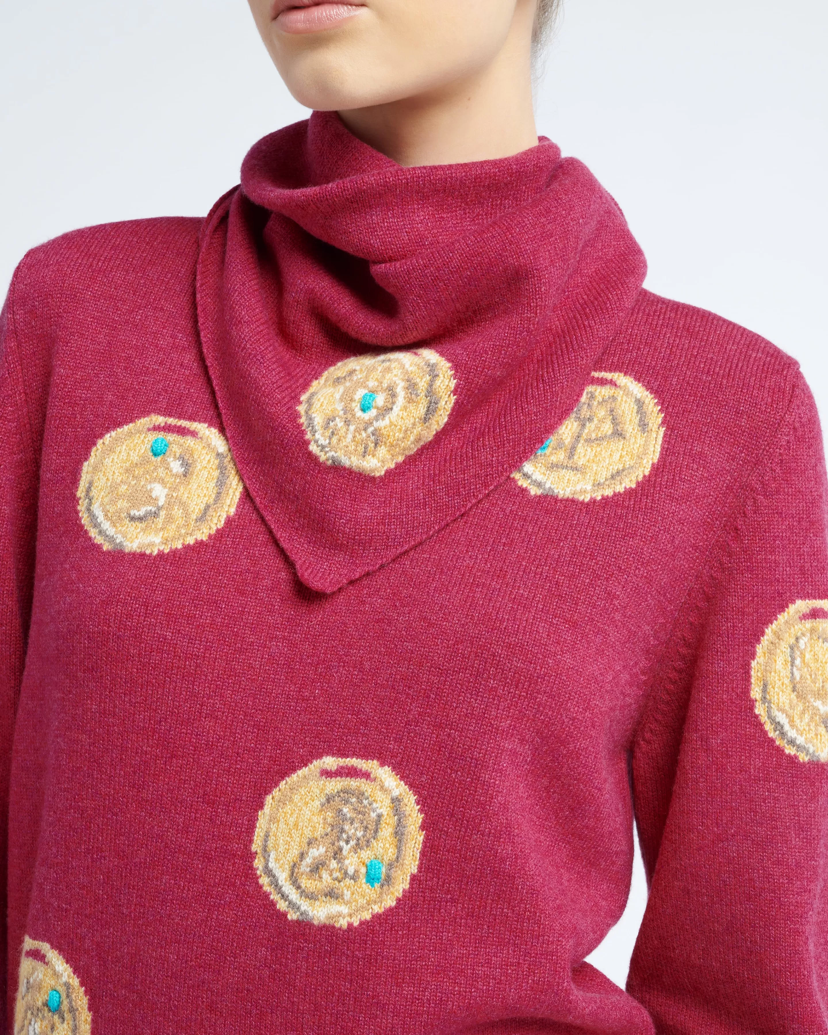 Barrie Scarf In Cashmere With Aquarius Zodiac Motif Discount