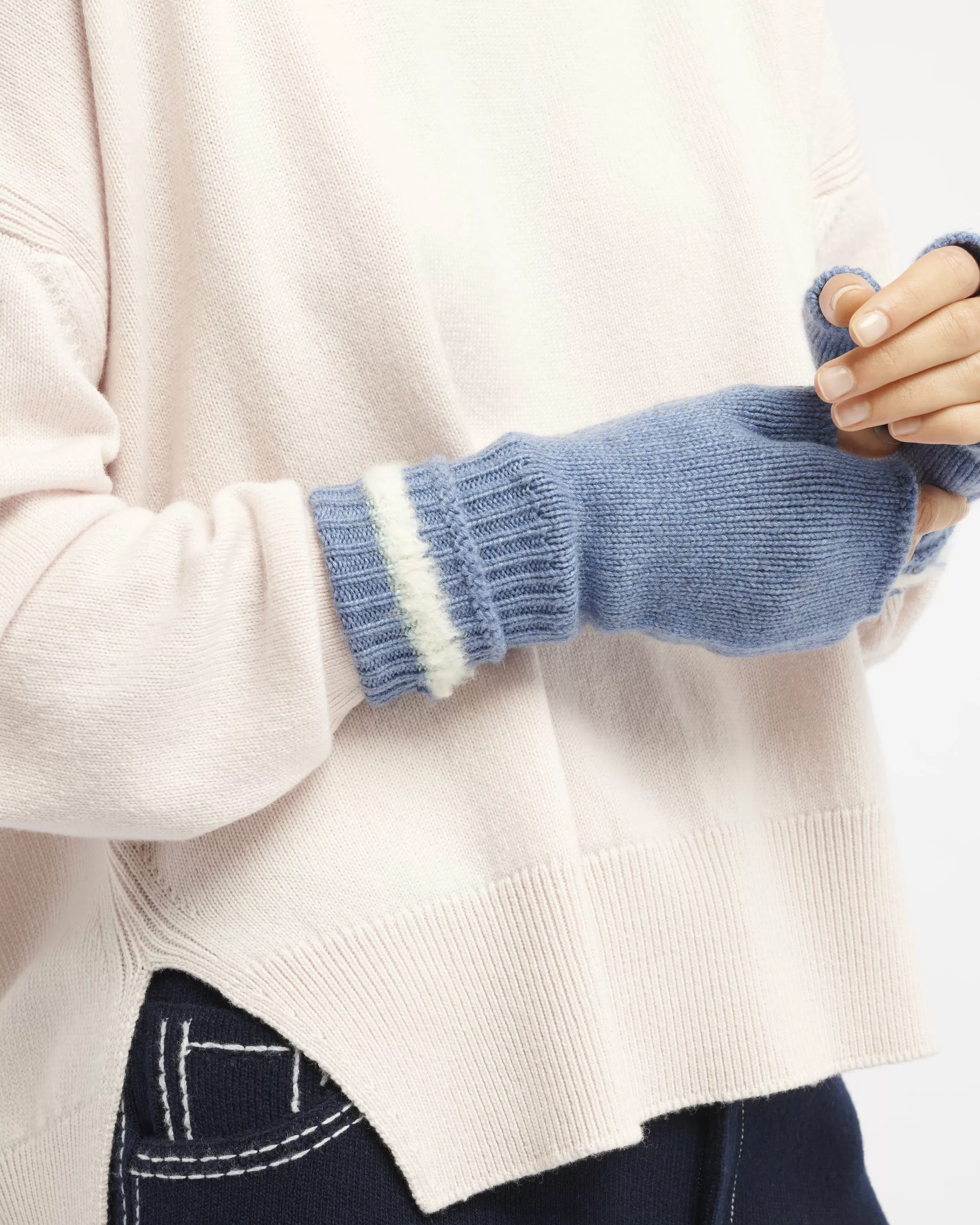 Barrie Shearling-Effect Cashmere Fingerless Gloves Online