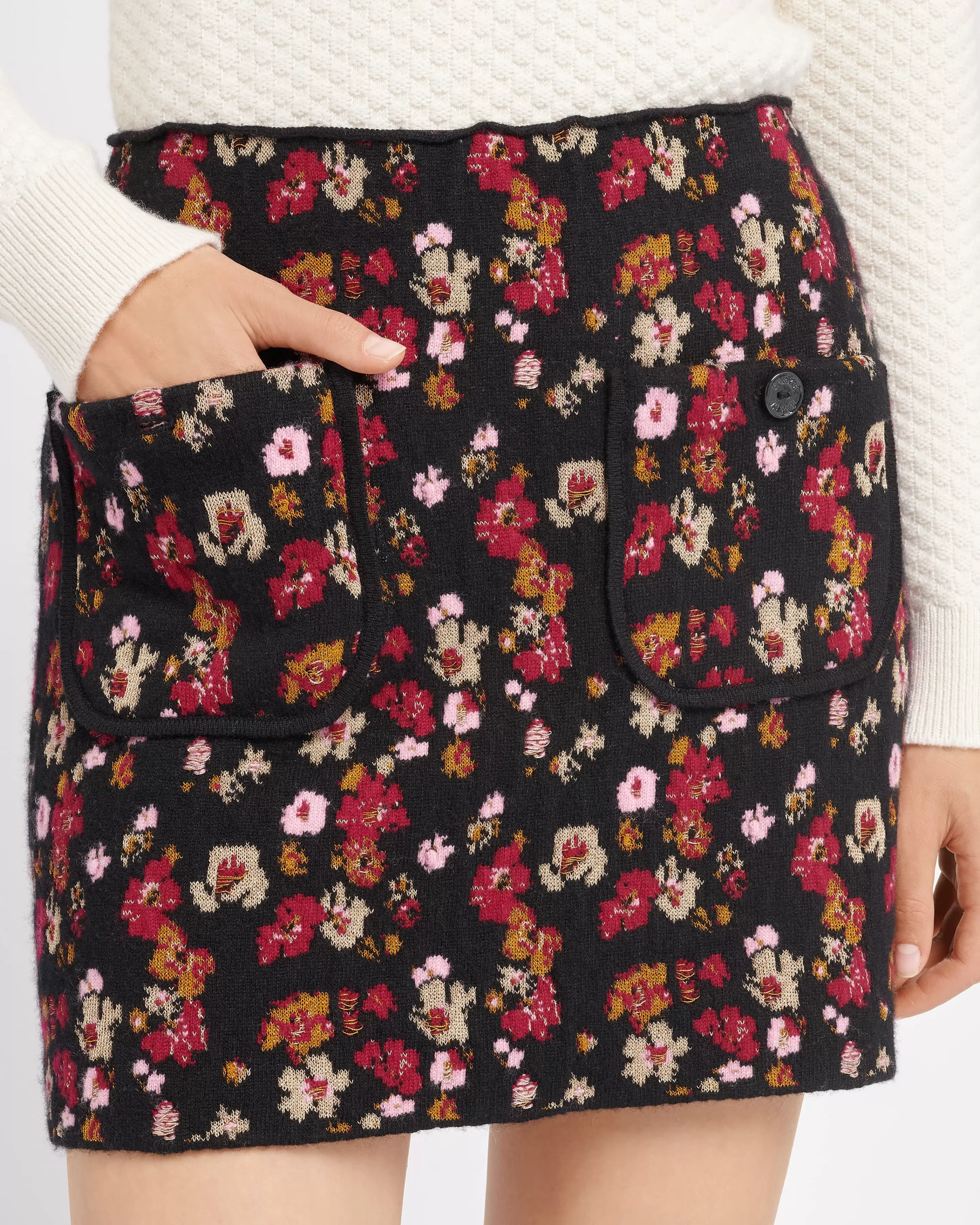 Barrie Short Skirt In Cashmere With Floral Motif Shop