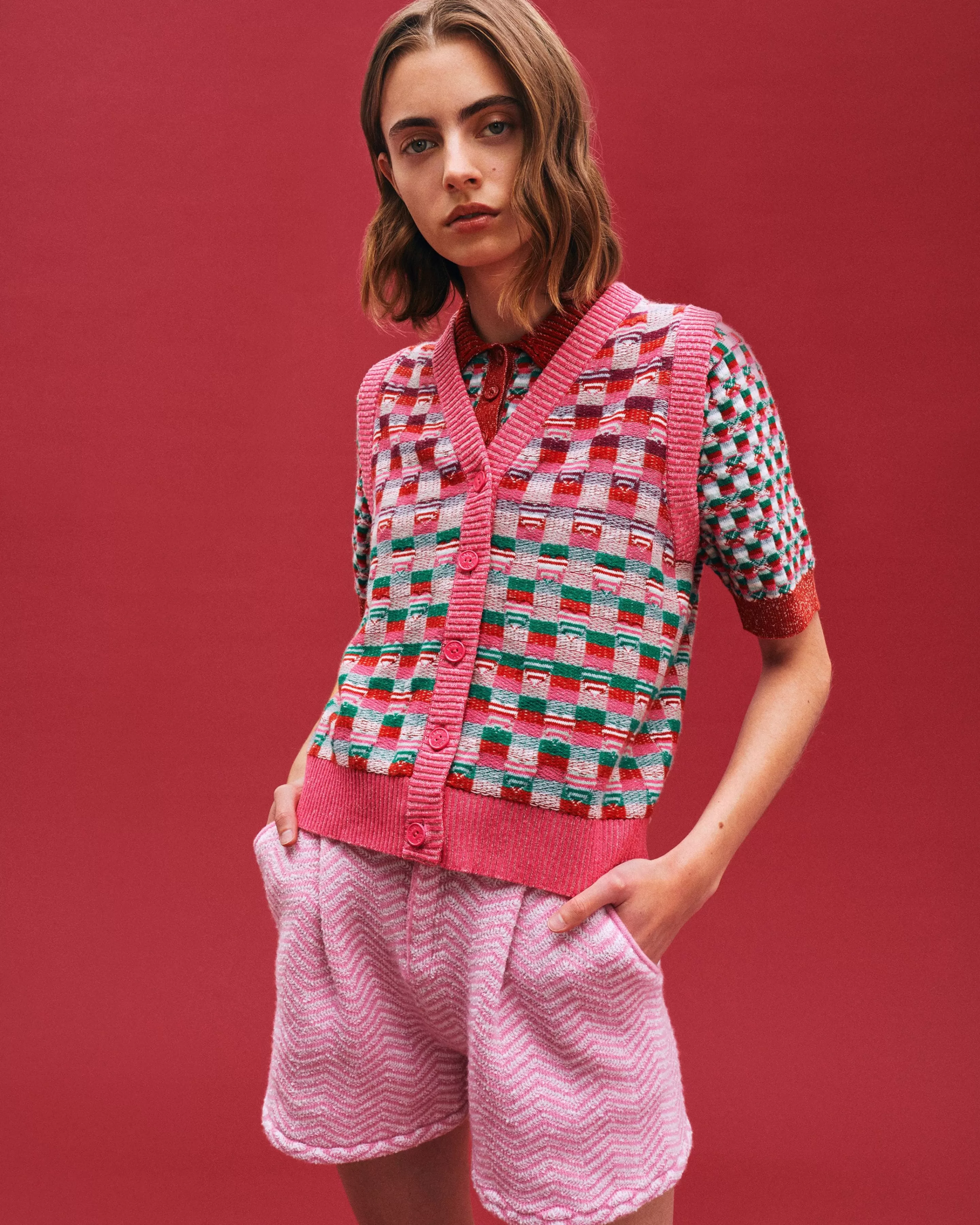 Barrie Shorts With A Chevron Motif In Cashmere And Cotton Best Sale