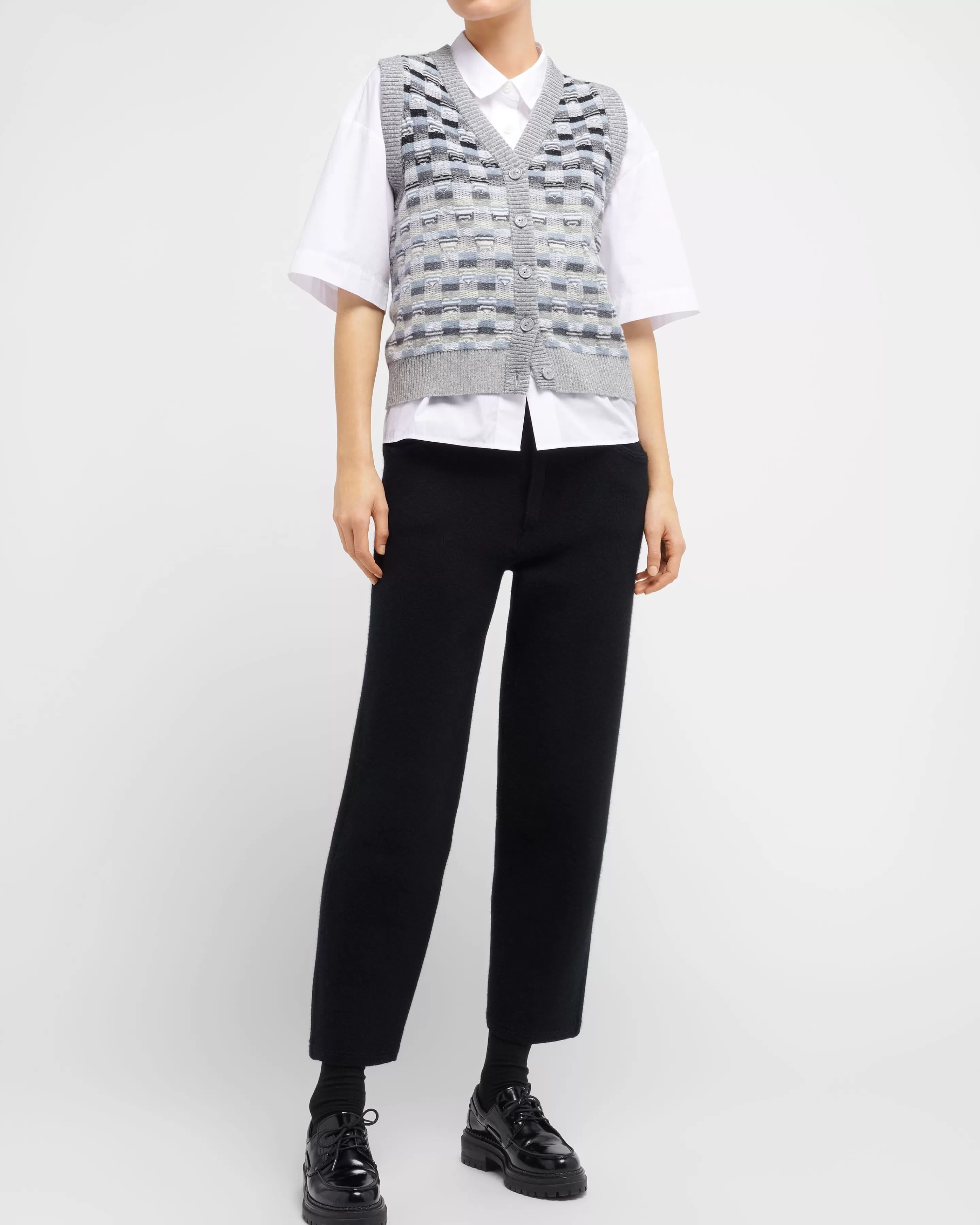 Barrie Sleeveless Top In Cashmere And Wool With A Graphic Motif Cheap