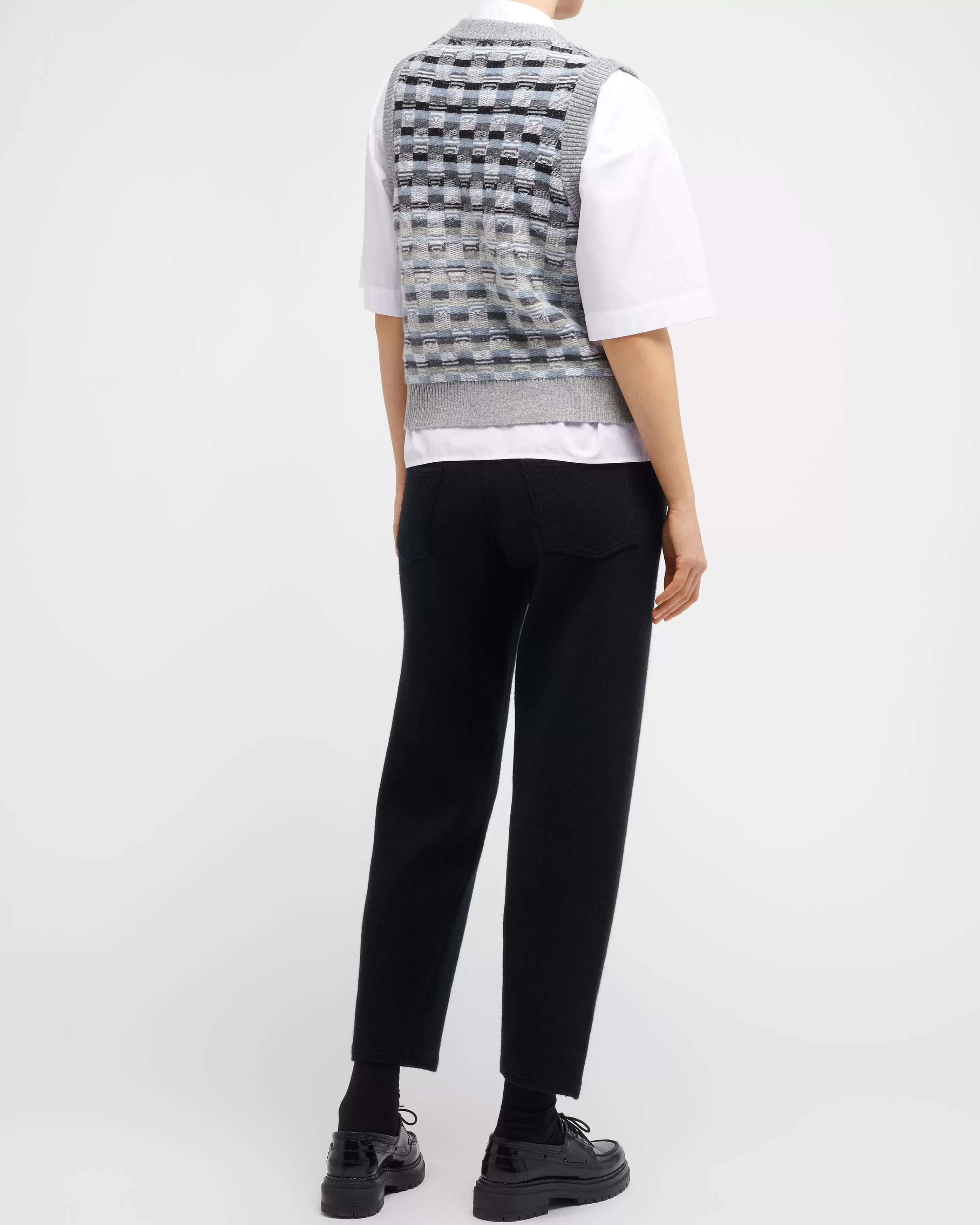 Barrie Sleeveless Top In Cashmere And Wool With A Graphic Motif Cheap