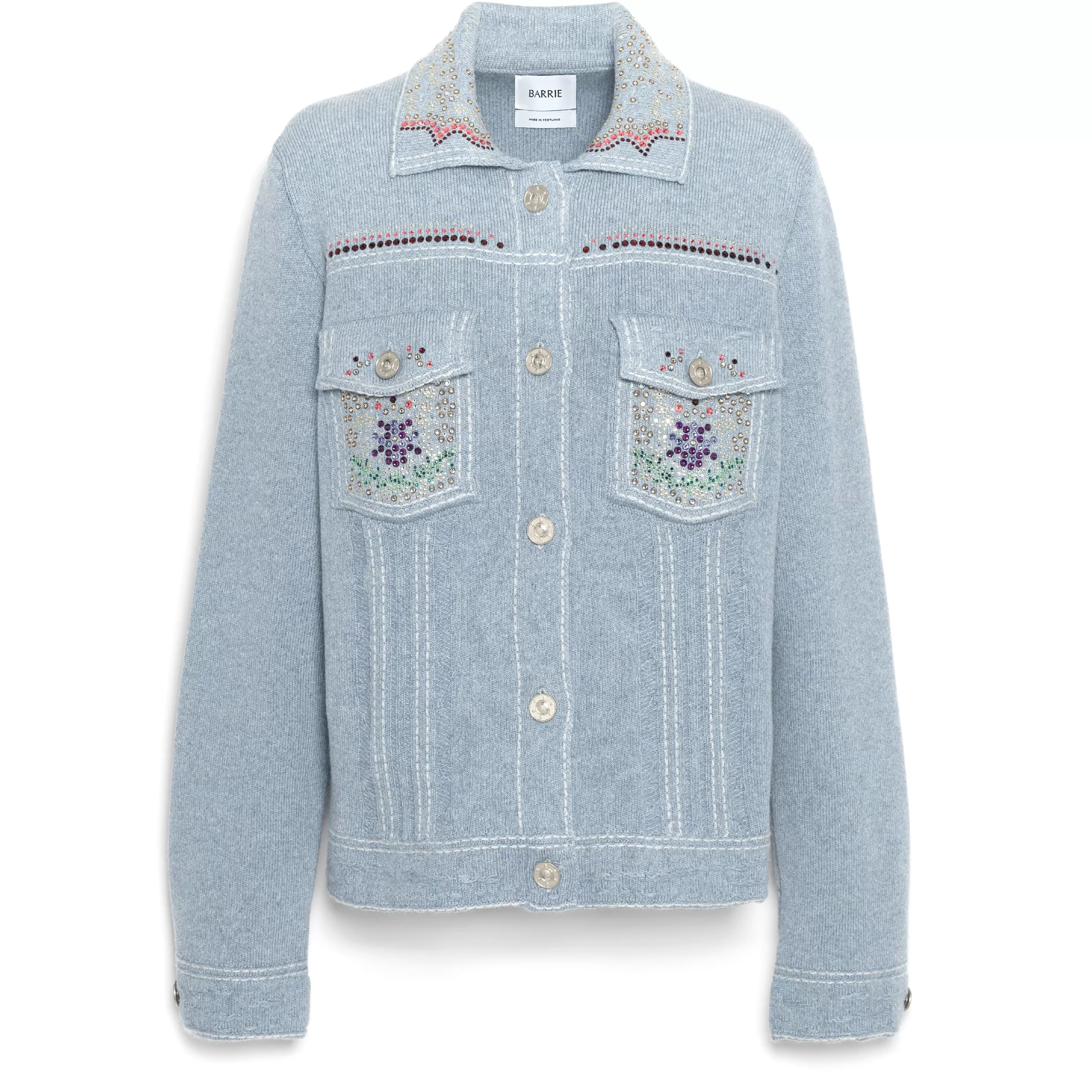 Barrie Strassed Denim Jacket In Cashmere And Cotton Outlet