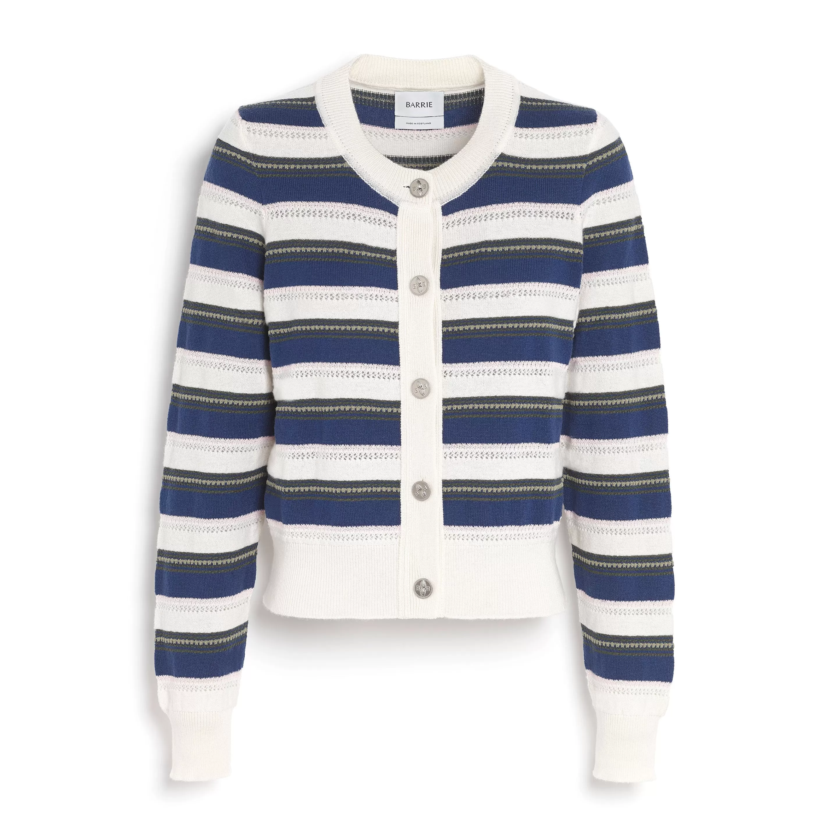 Barrie Striped Cashmere And Cotton Cardigan Hot