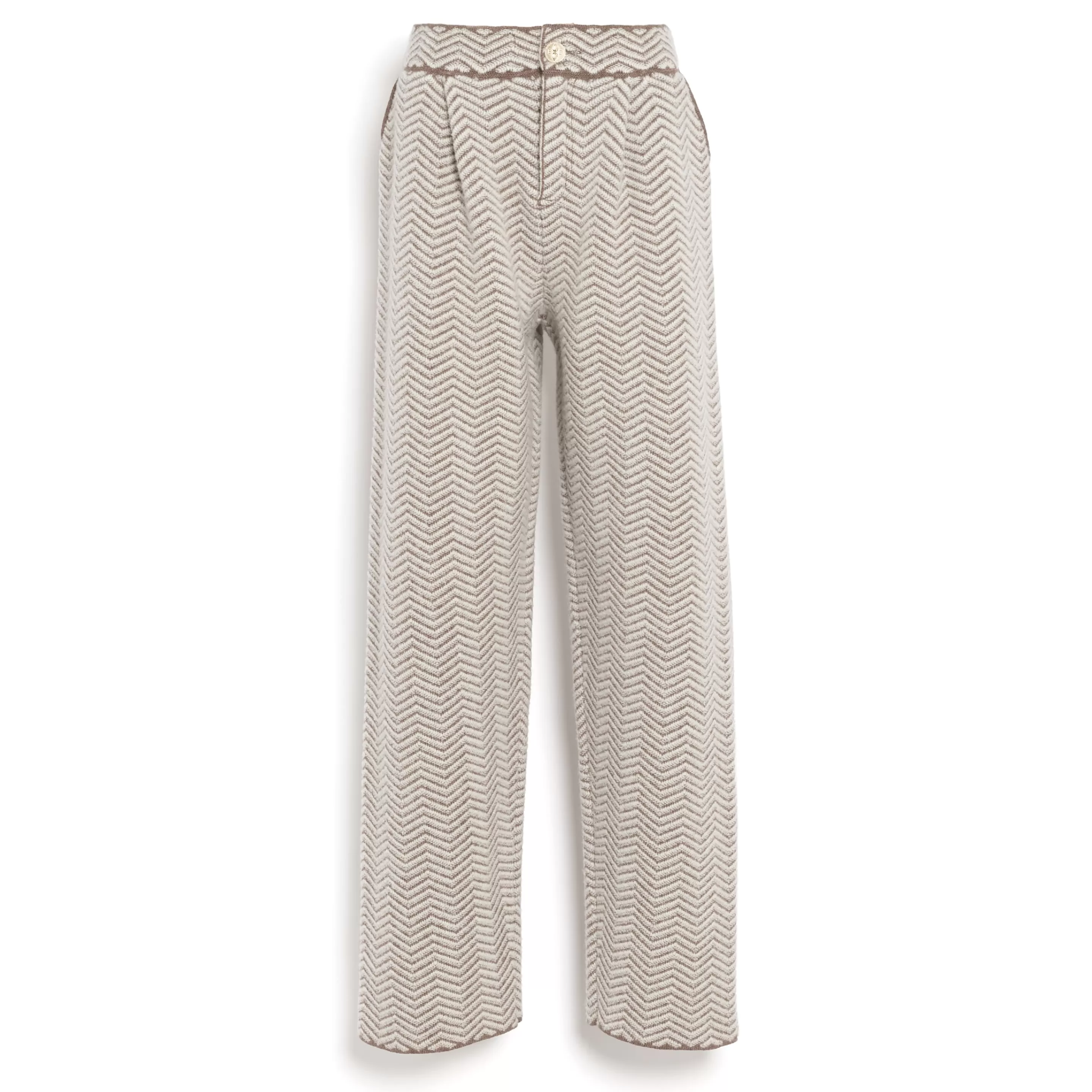 Barrie Trousers In Cashmere, Wool And Silk With A Chevron Motif Cheap